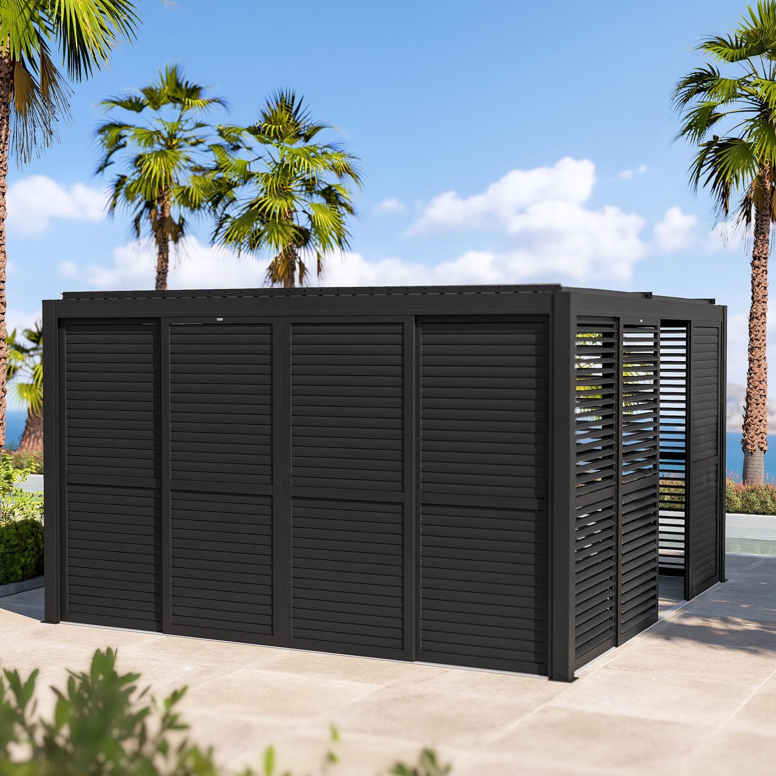 Gazebo bioclimatico 4x4 m in alluminio antracite - Enea
