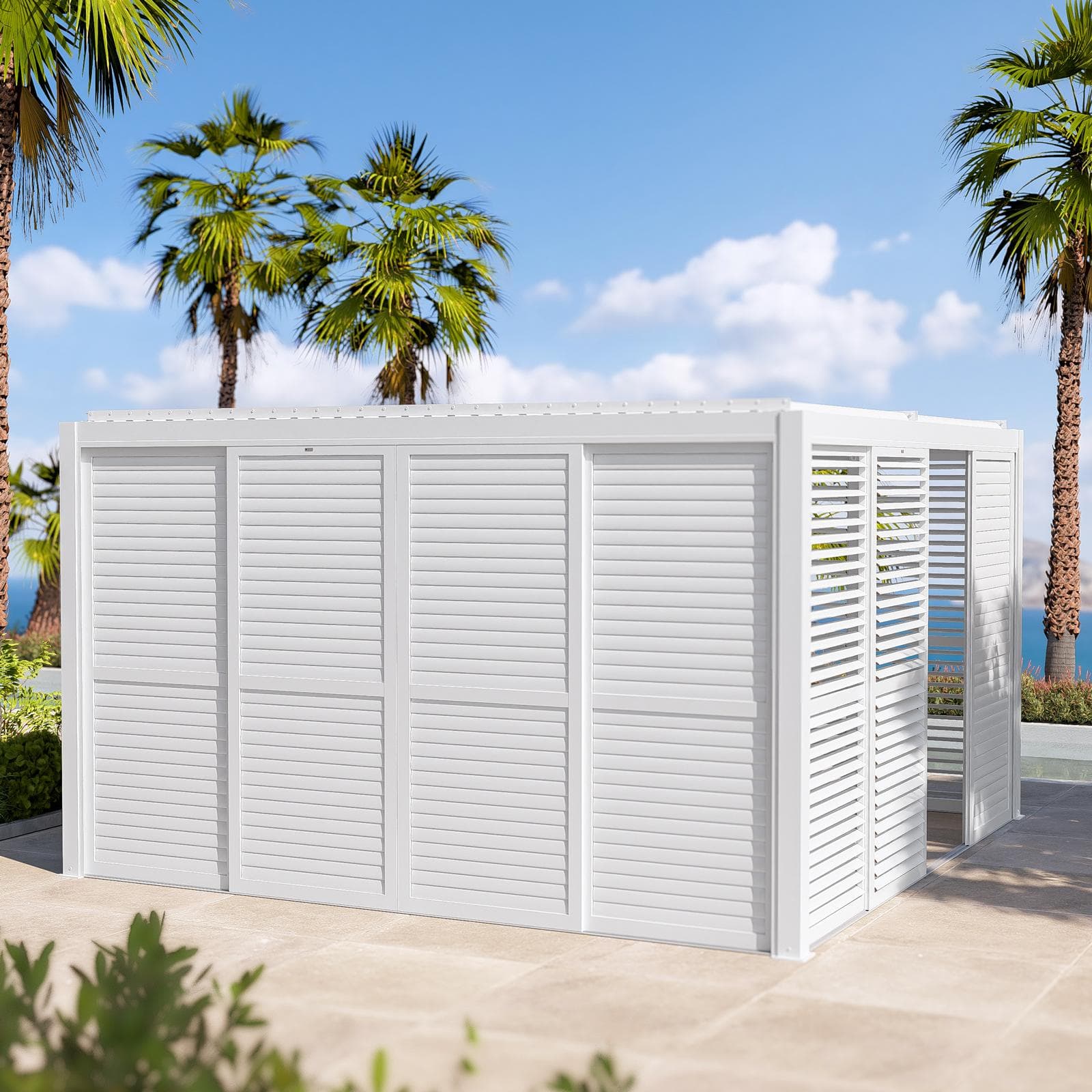 Gazebo bioclimatico 4x4 m in alluminio bianco - Enea