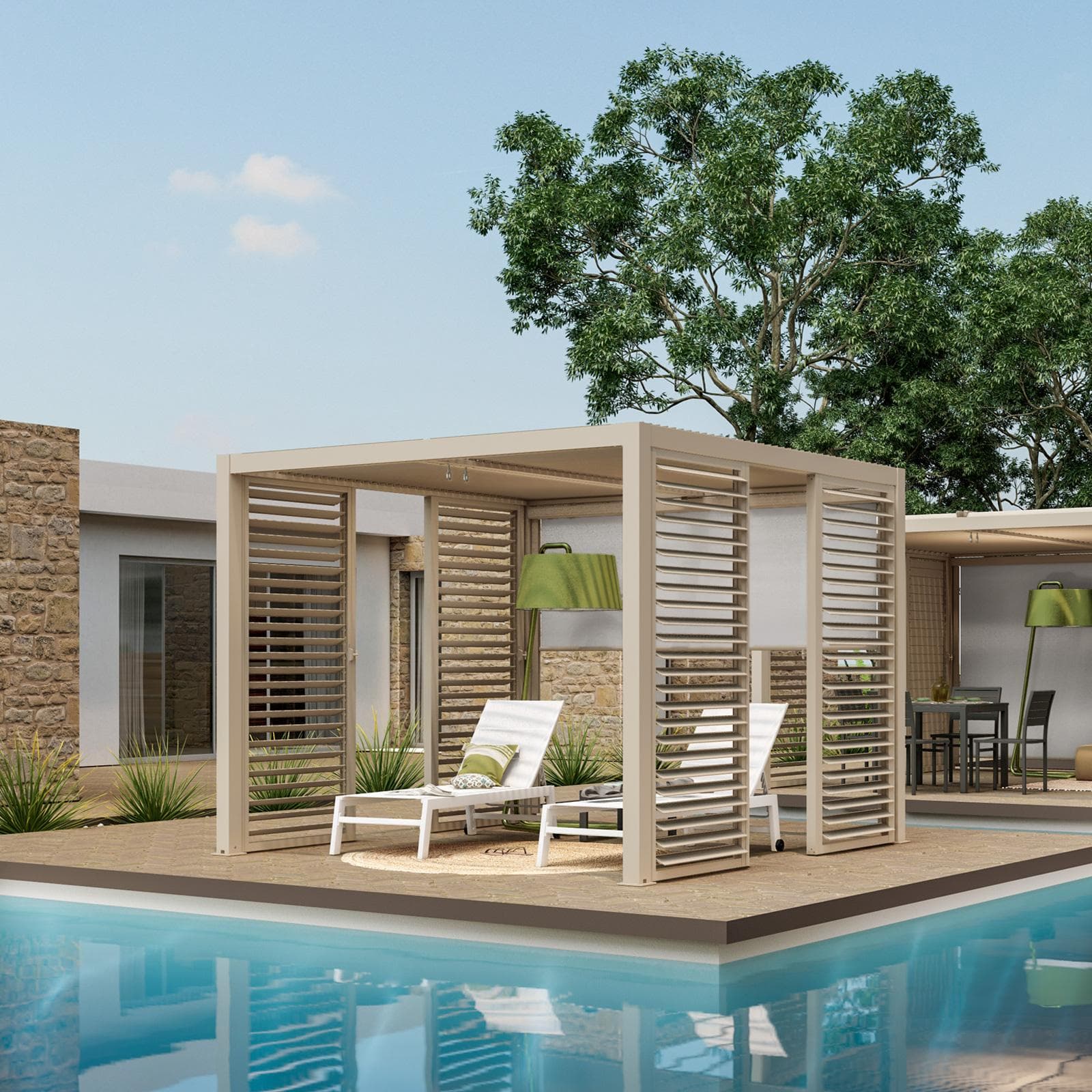 Gazebo bioclimatico 3x3 m in alluminio tortora - Enea