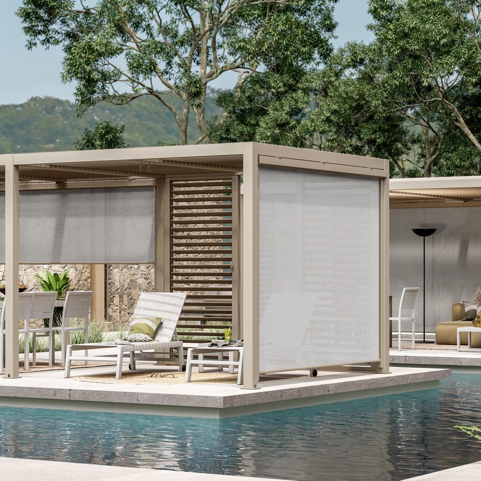 Gazebo bioclimatico 3x6 m in alluminio tortora - Enea