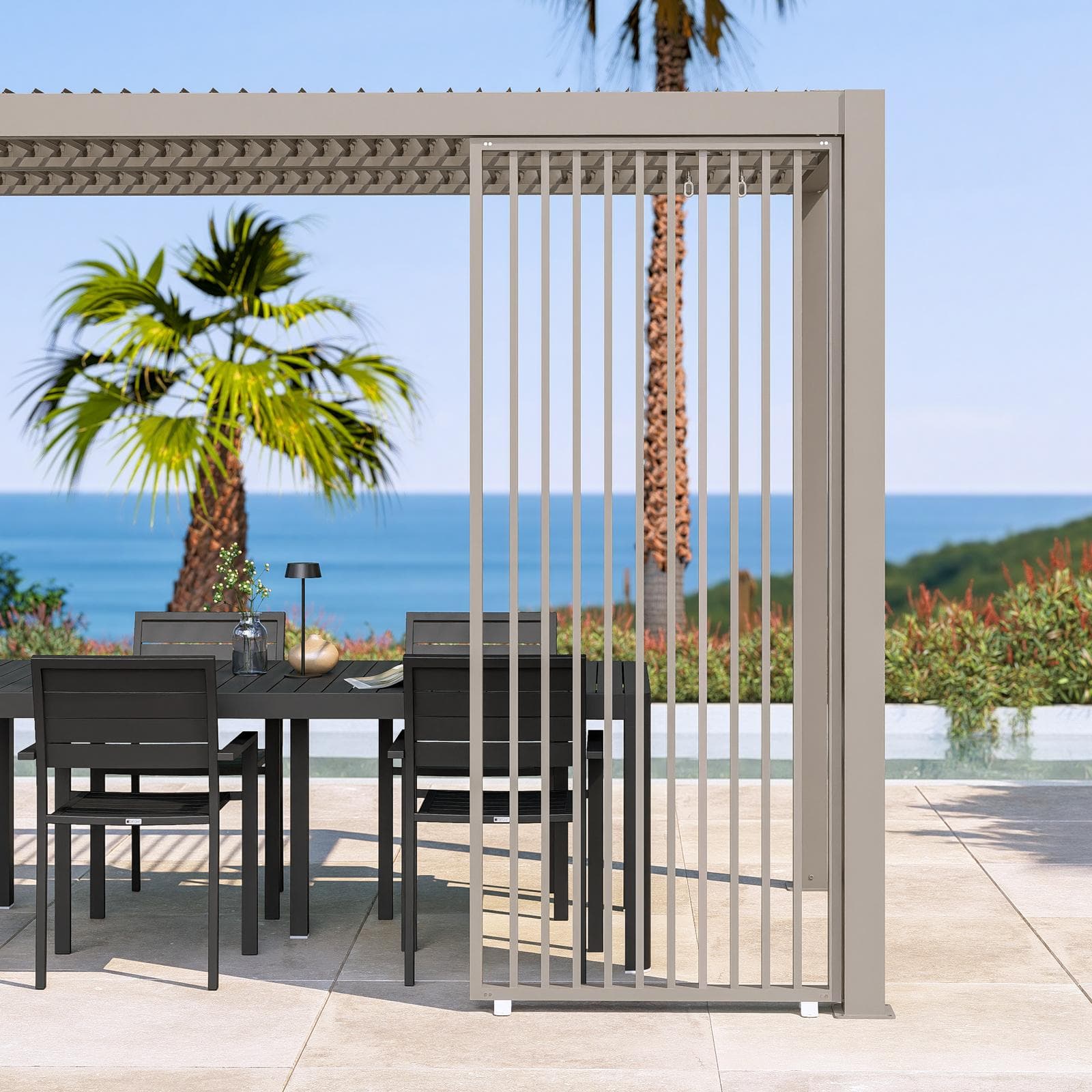 Gazebo bioclimatico 4x4 m in alluminio tortora - Enea