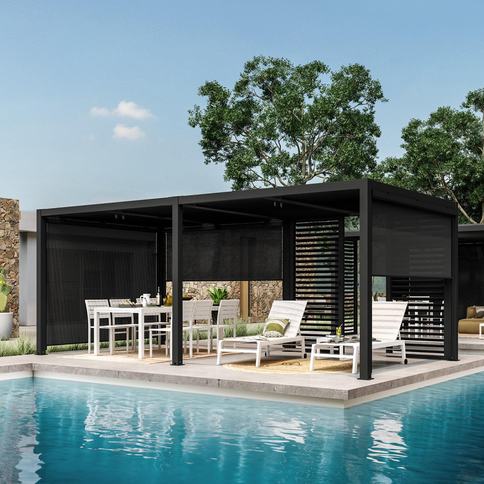 Gazebo bioclimatico 3,6x6 m in alluminio antracite - Enea