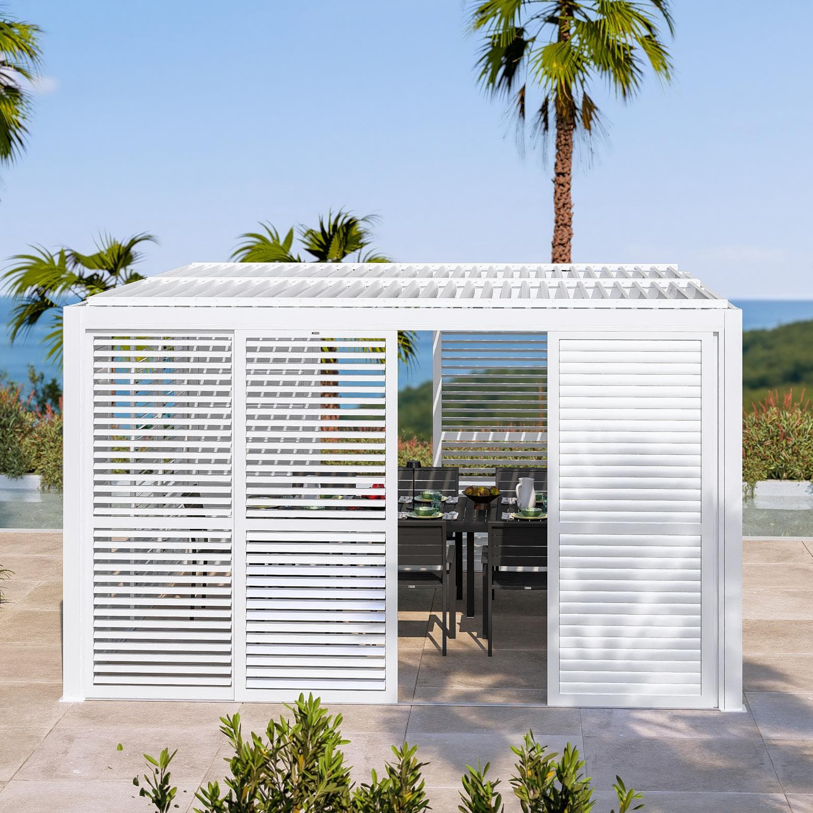 Gazebo bioclimatico 3,6x6 m in alluminio bianco - Enea