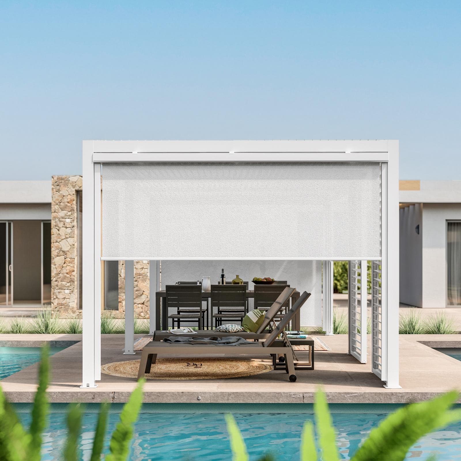 Gazebo bioclimatico 3,6x6 m in alluminio bianco - Enea