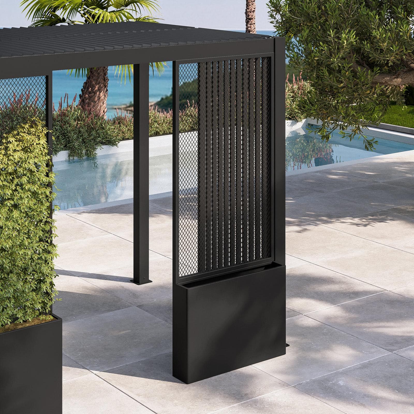 Gazebo led bioclimatico 4x4 m in alluminio antracite - Enea Deluxe