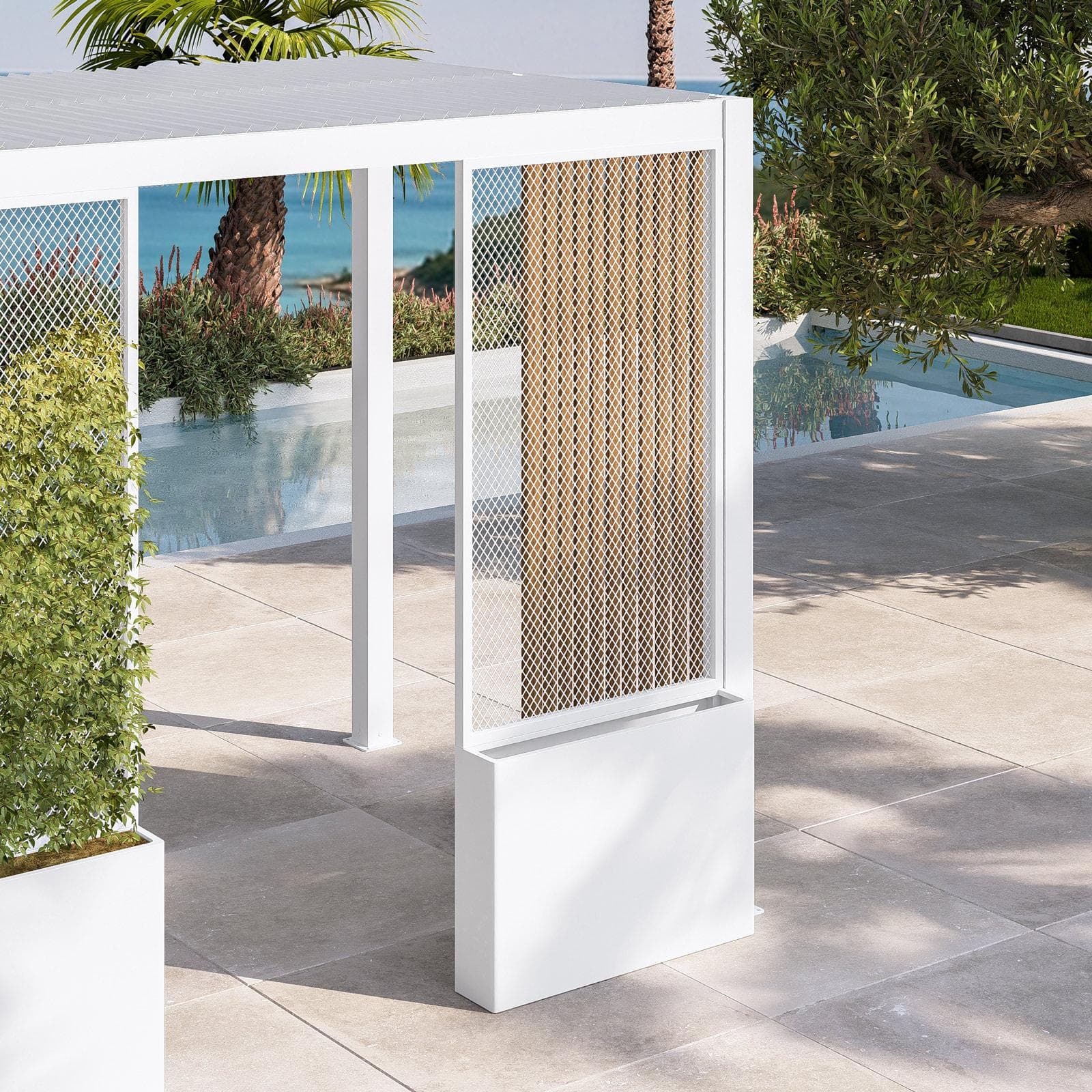 Gazebo led bioclimatico 4x4 m in alluminio bianco - Enea Deluxe