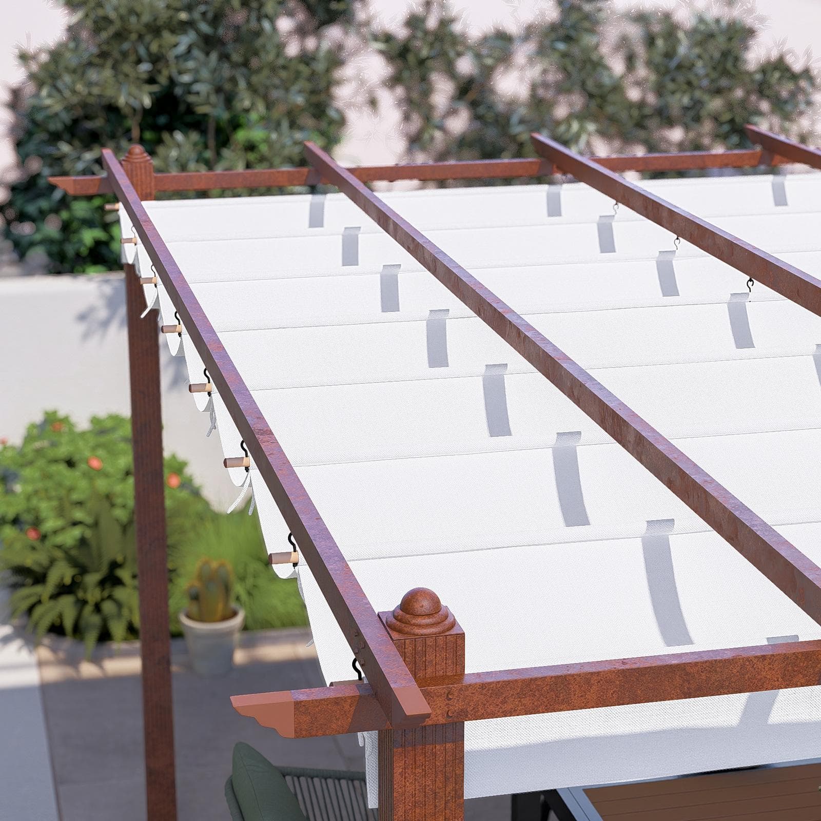 Gazebo da esterno 3x4 m in alluminio effetto corten e telo bianco - Norris