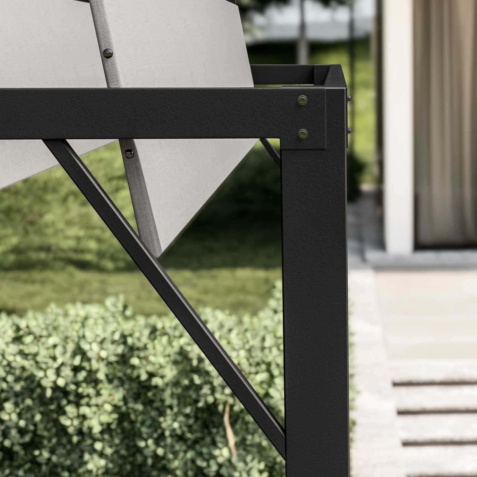 Gazebo 2,95x2,5 m in acciaio nero con tetto a lamelle mobili - Filicudi
