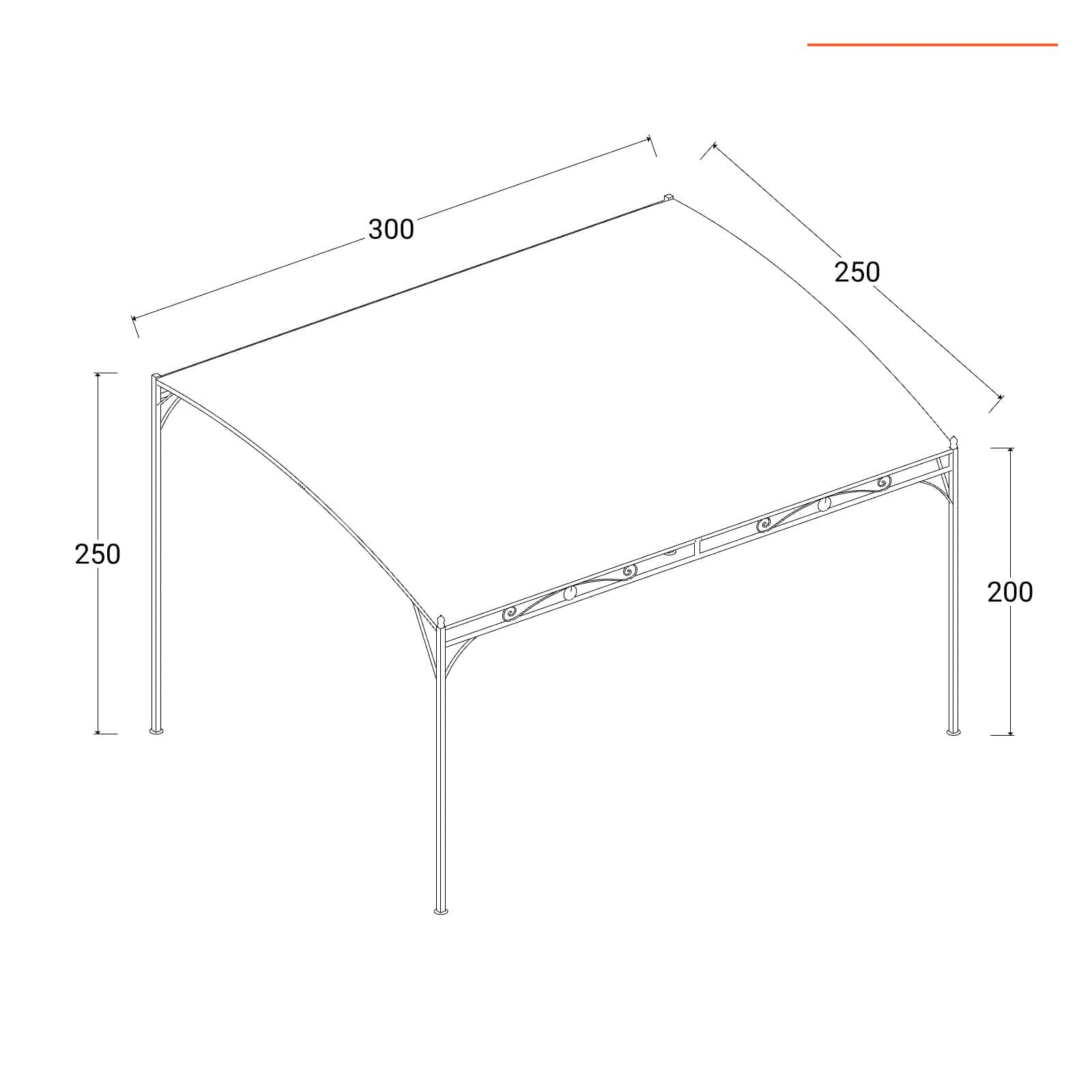 Gazebo da giardino pergola in metallo 3x2,5 m copertura idrorepellente - Hope