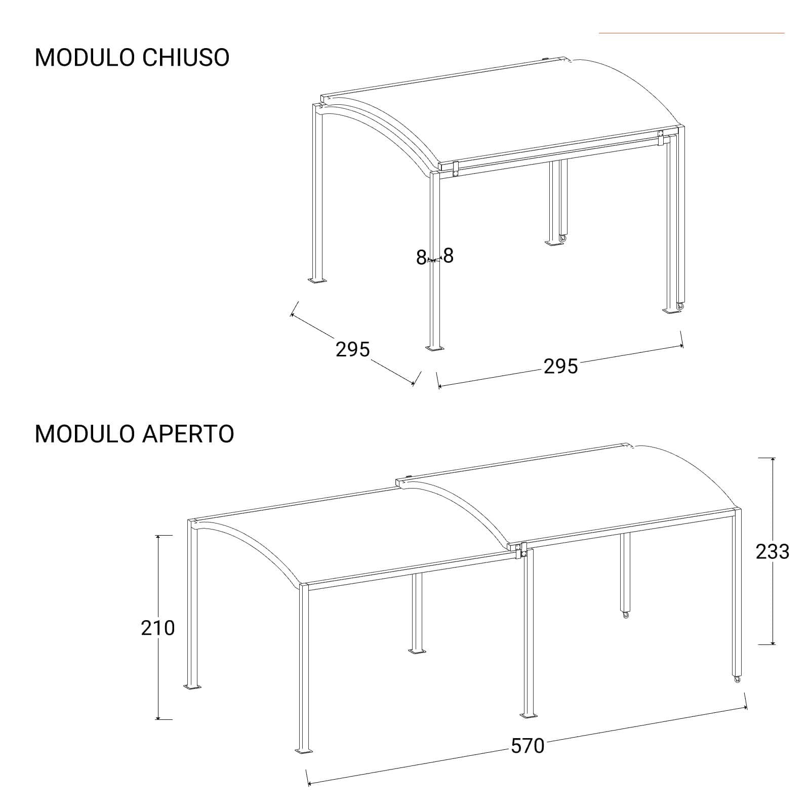 Gazebo estensibile fino a 5,7 m in acciaio antracite - Lux