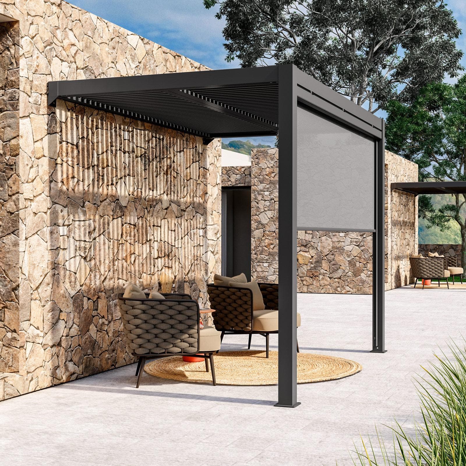 Pergola con tetto a lamelle 3x2 m in alluminio antracite - Enea