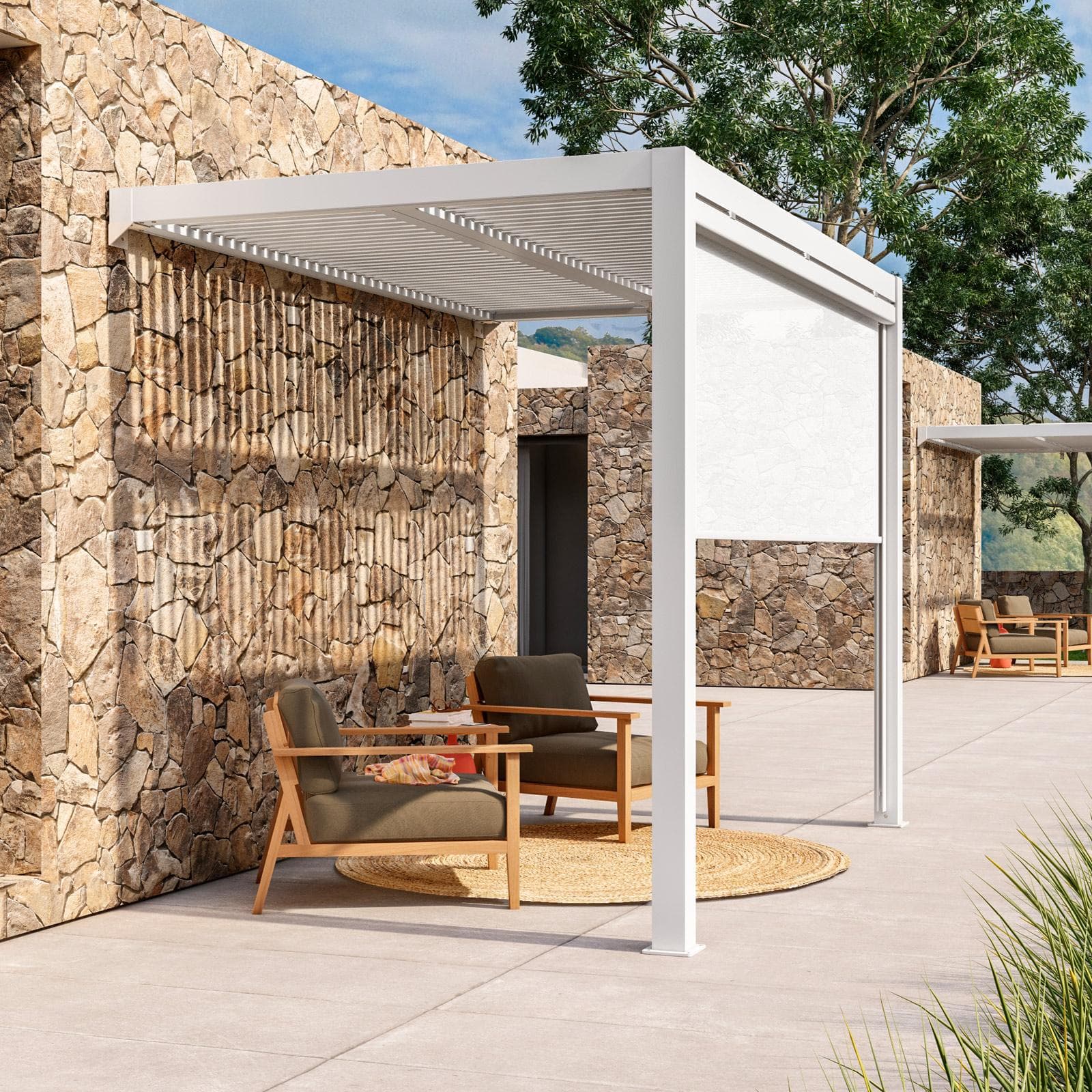 Pergola con tetto a lamelle 3x2 m in alluminio bianco - Enea