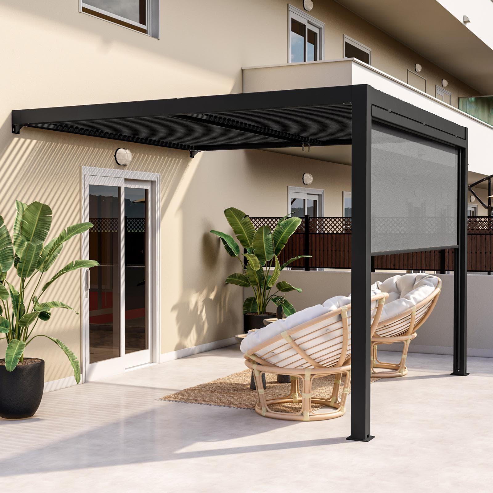 Pergola con tetto a lamelle 3x3 m in alluminio antracite - Enea