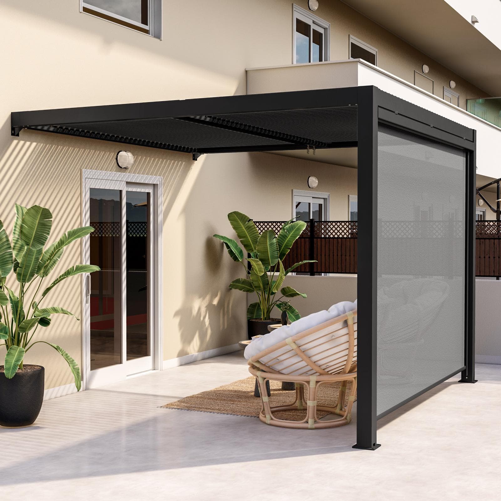 Pergola con tetto a lamelle 3x3 m in alluminio antracite - Enea