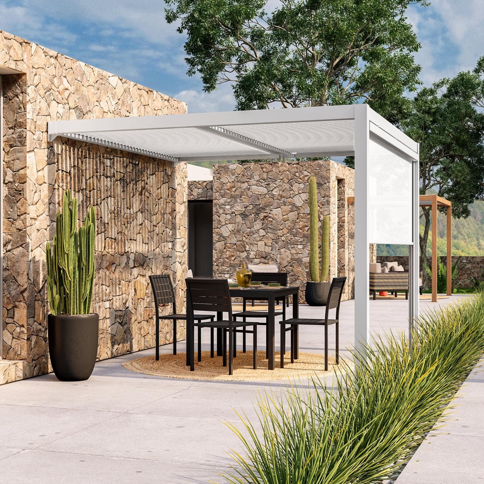 Pergola con tetto a lamelle 3x3 m in alluminio bianco - Enea