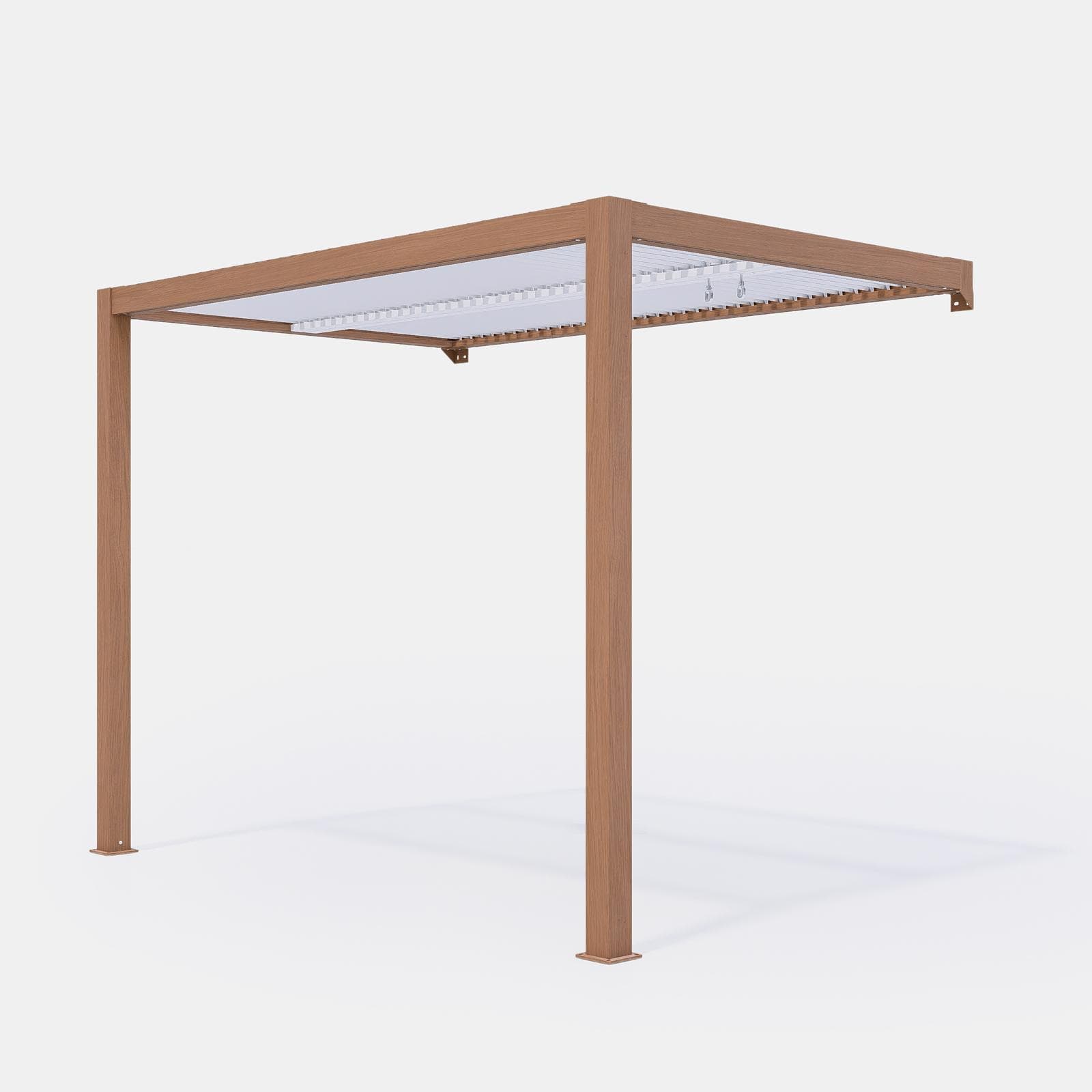 Gazebo pergola bioclimatico 3x3,6 m in alluminio effetto legno - Enea Wood