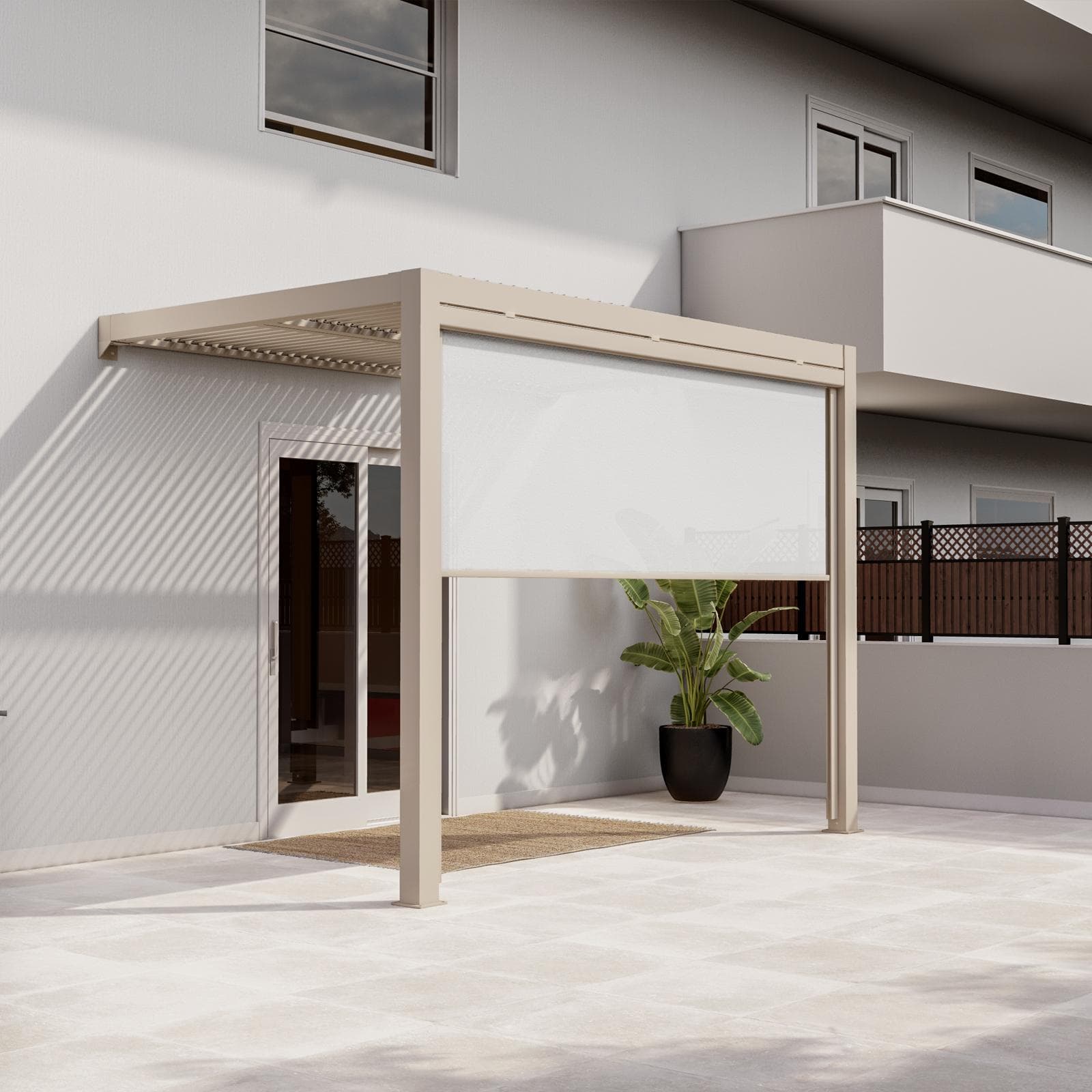 Pergola con tetto a lamelle 3x2 m in alluminio tortora - Enea
