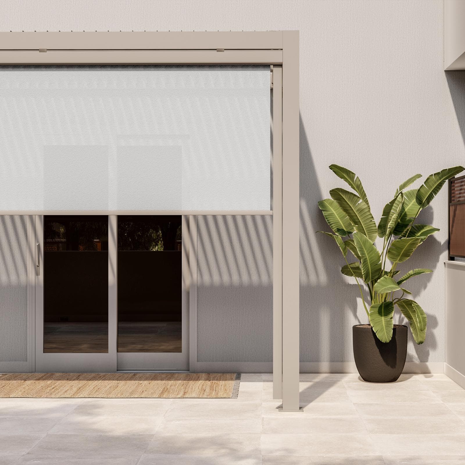 Pergola con tetto a lamelle 3x2 m in alluminio tortora - Enea
