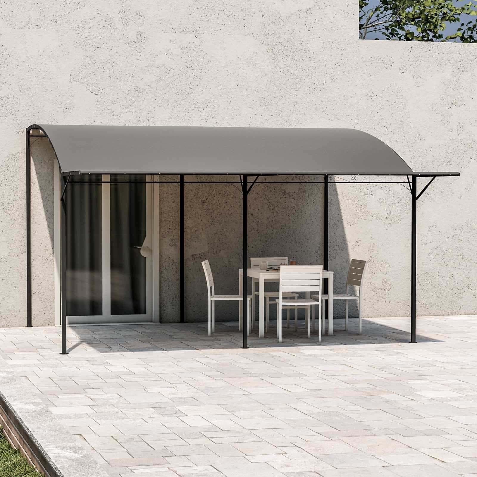 Gazebo pergola 4x4 m in acciaio con telo grigio a ribalta richiudibile - Tharros