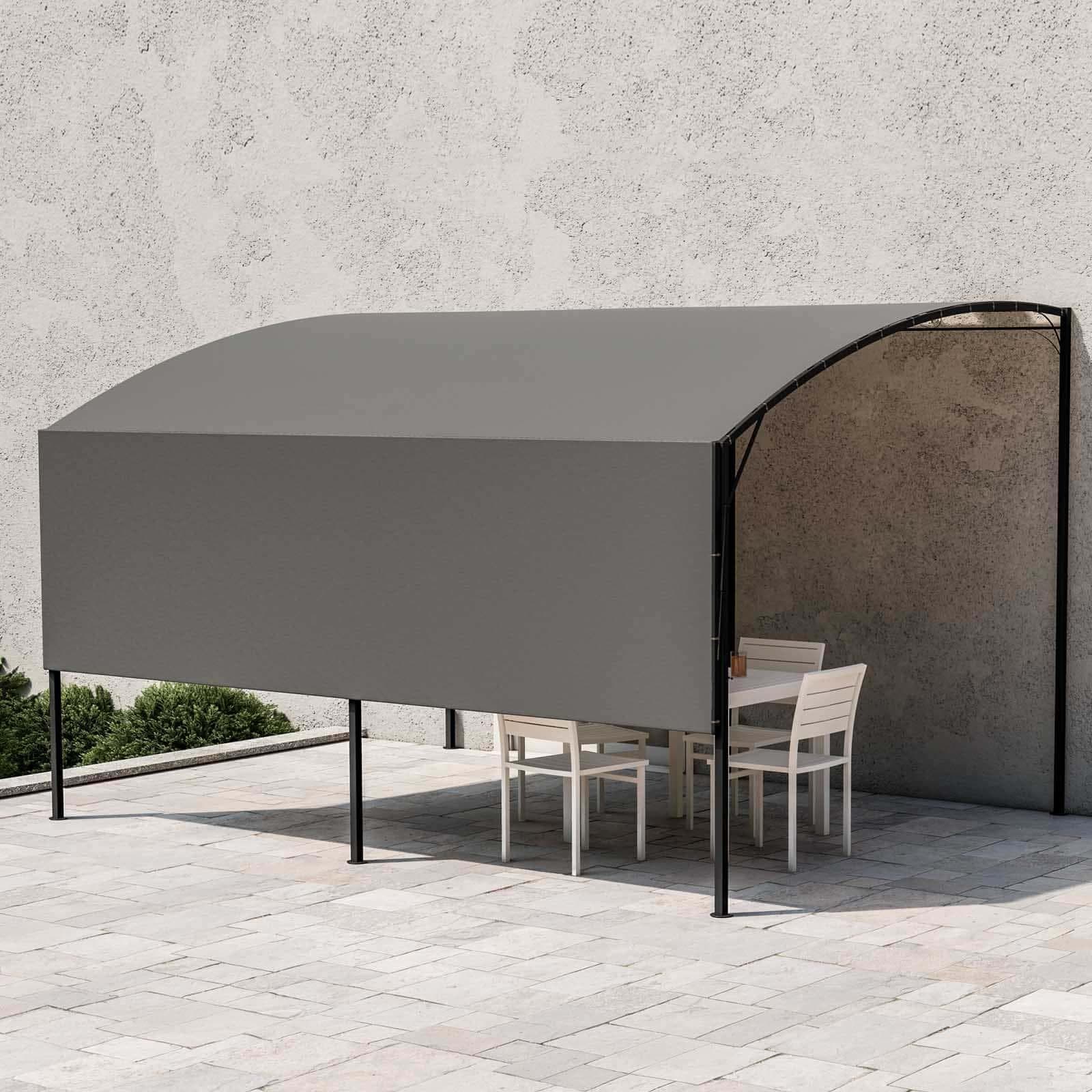 Gazebo pergola 4x4 m in acciaio con telo grigio a ribalta richiudibile - Tharros