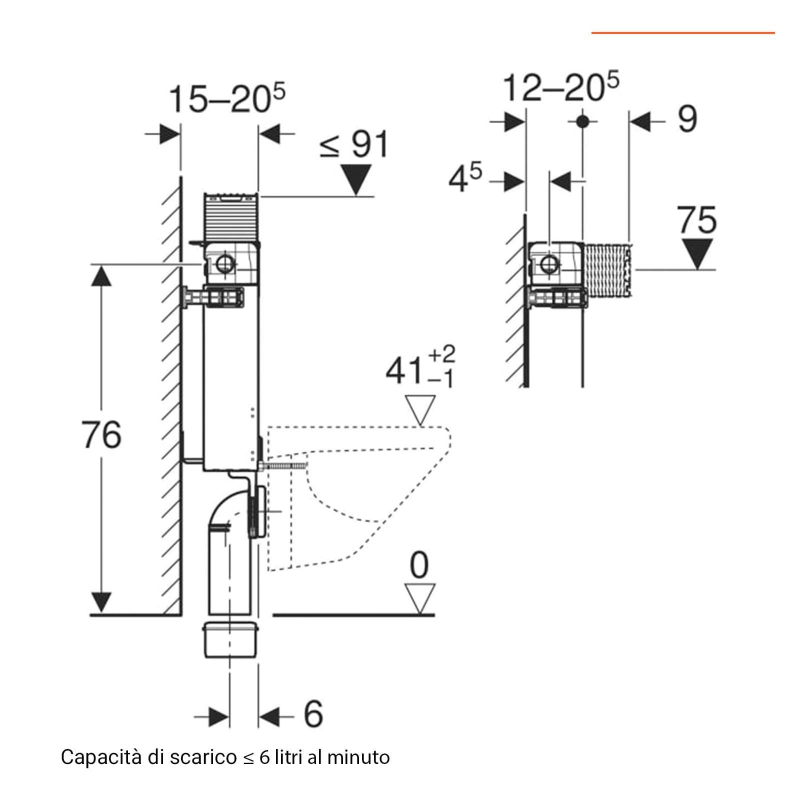 Geberit Combifix Omega 12 modulo per vaso sospeso per pareti in muratura