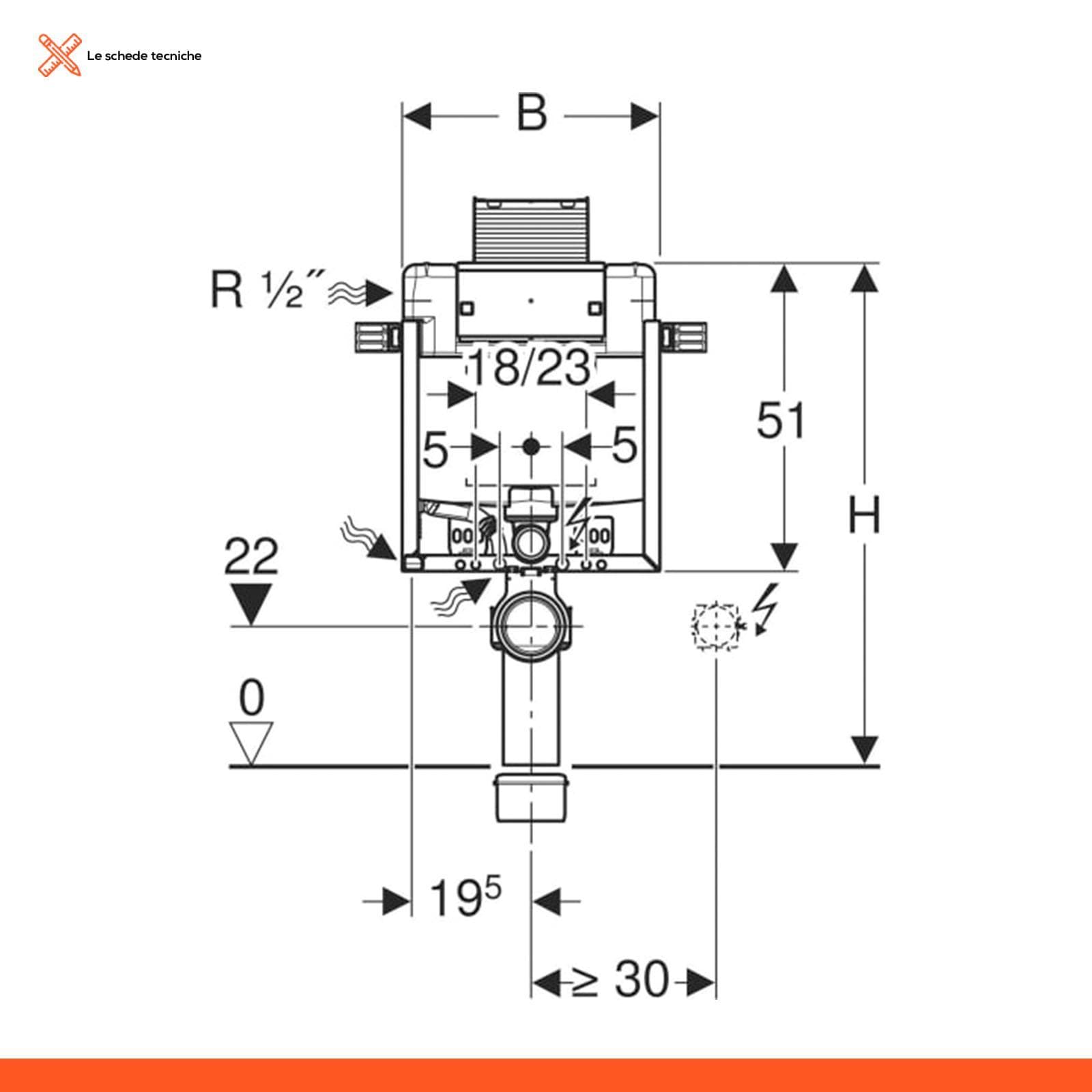 Geberit Combifix Omega 12 modulo per vaso sospeso per pareti in muratura