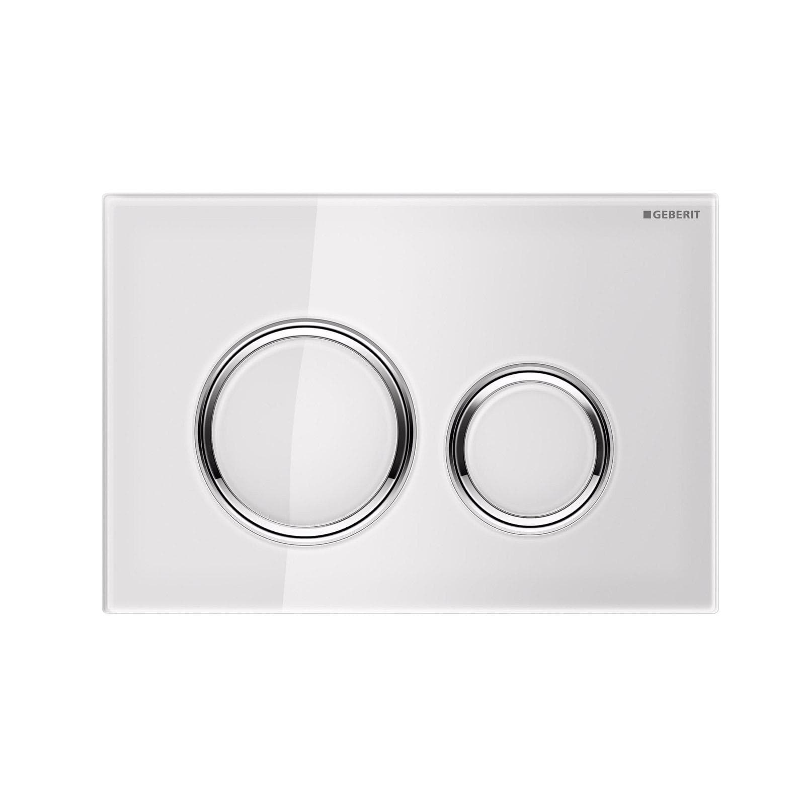 Geberit placca di comando doppio tasto in vetro color bianco e cromo - Sigma50 round