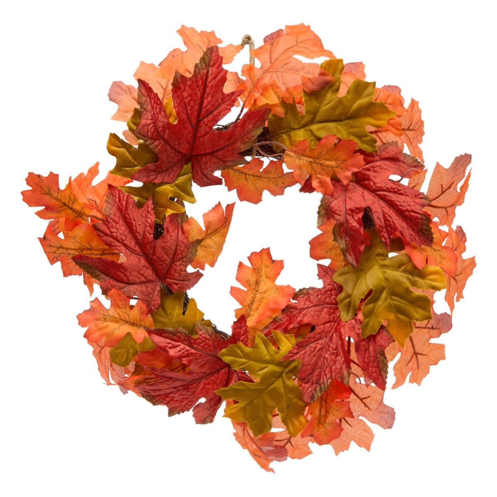 Ghirlanda di foglie autunnale rotonda 45 cm arancione