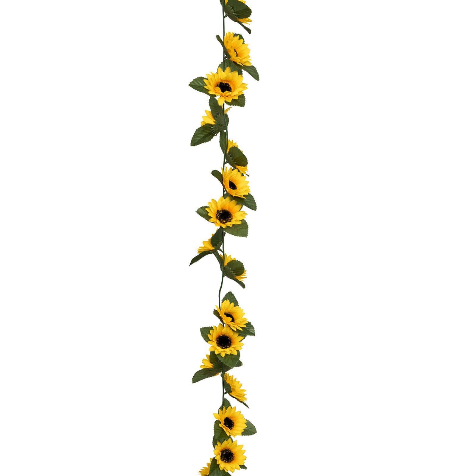 Ghirlanda di girasole artificiale 230 cm verde e giallo