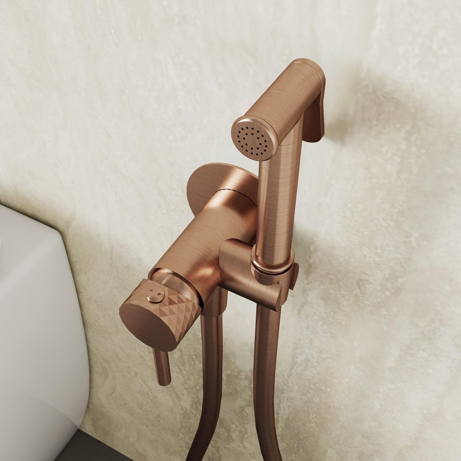 Idroscopino a parete con doccino a pulsante bronzo spazzolato anti-impronta - Fear