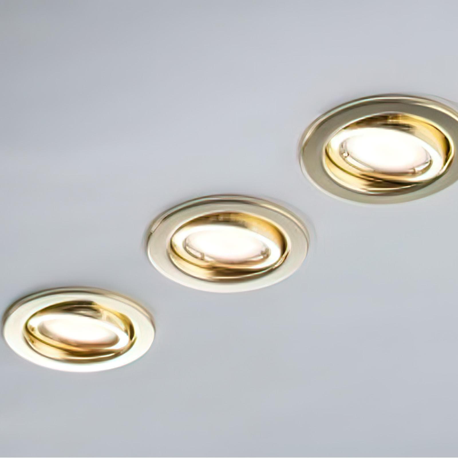 Kit tre incassi 10x10,5 cm in metallo oro con lampadina GU10 inclusa