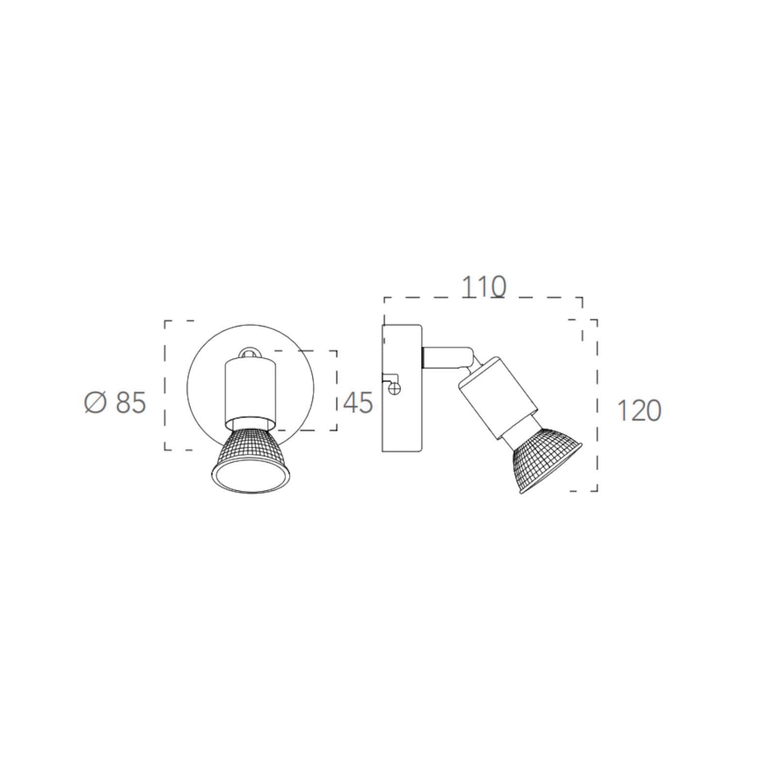 Lampada 1 spot orientabile da interno 11x8,5x12h cm in metallo silver