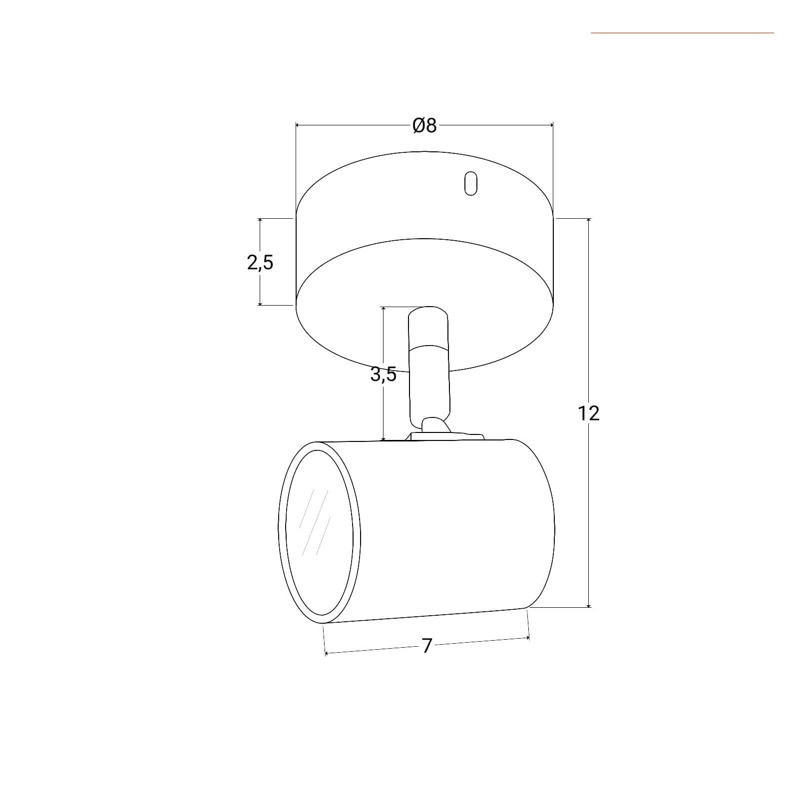 Lampada 1 spot orientabile da interno 8x7x12h cm in alluminio bianco - Betsy