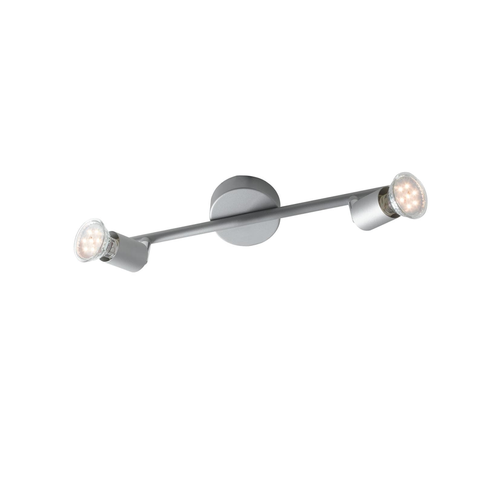 Lampada 2 spot orientabile da interno 30,5x8,5x14h cm in metallo silver