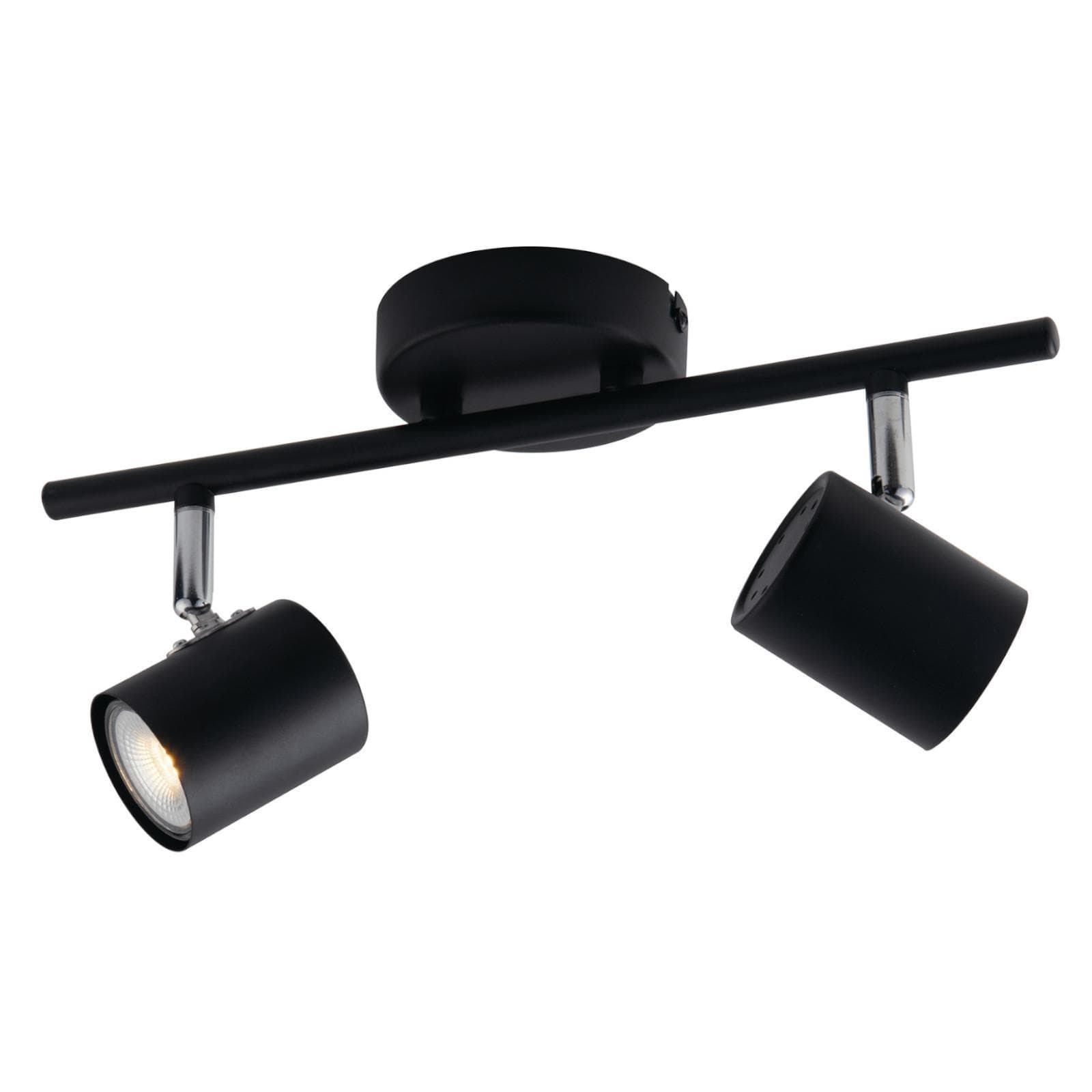 Lampada 2 spot orientabile da interno 33x7x15h cm in metallo nero