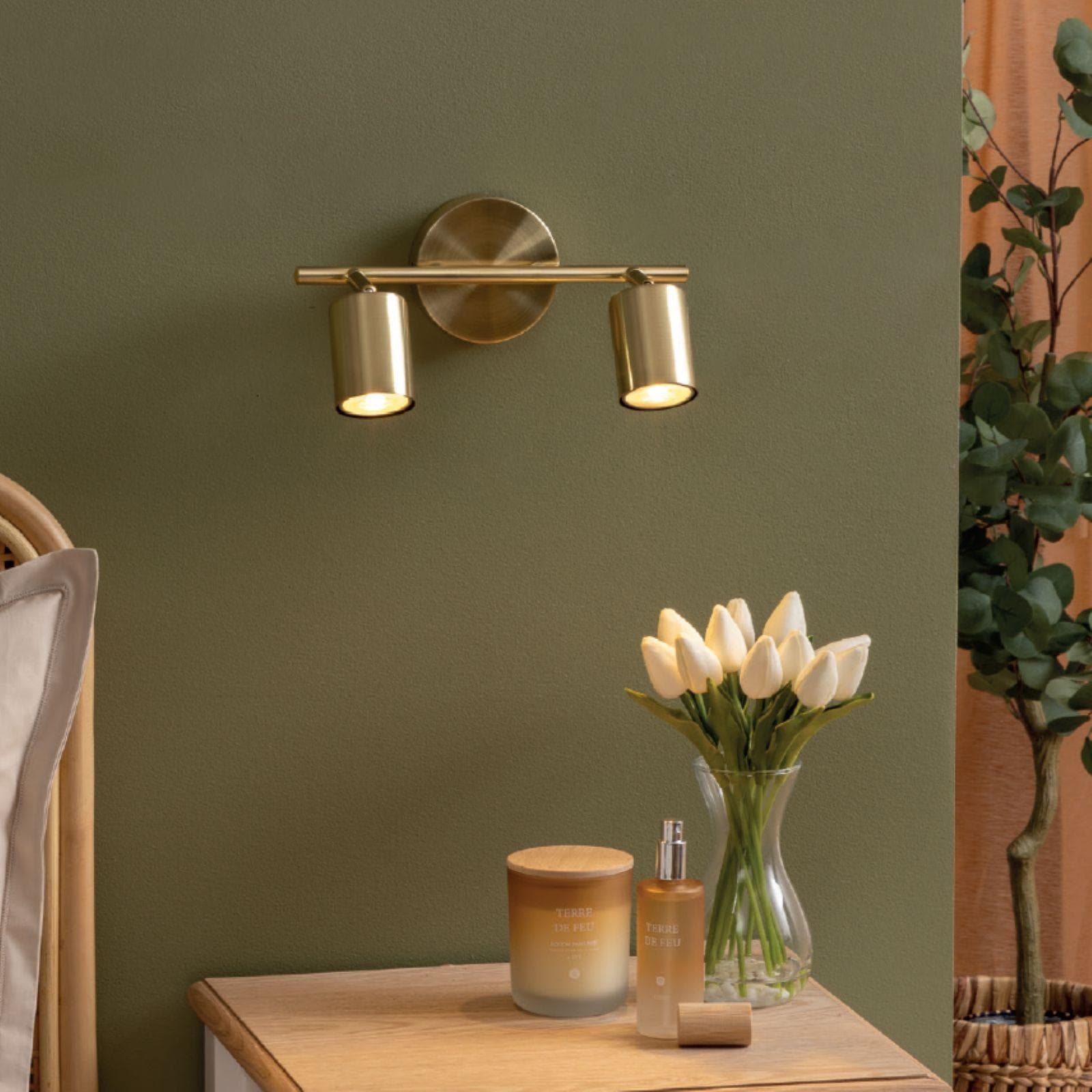 Lampada 2 spot orientabili 28x17h cm in acciaio oro - Myamar