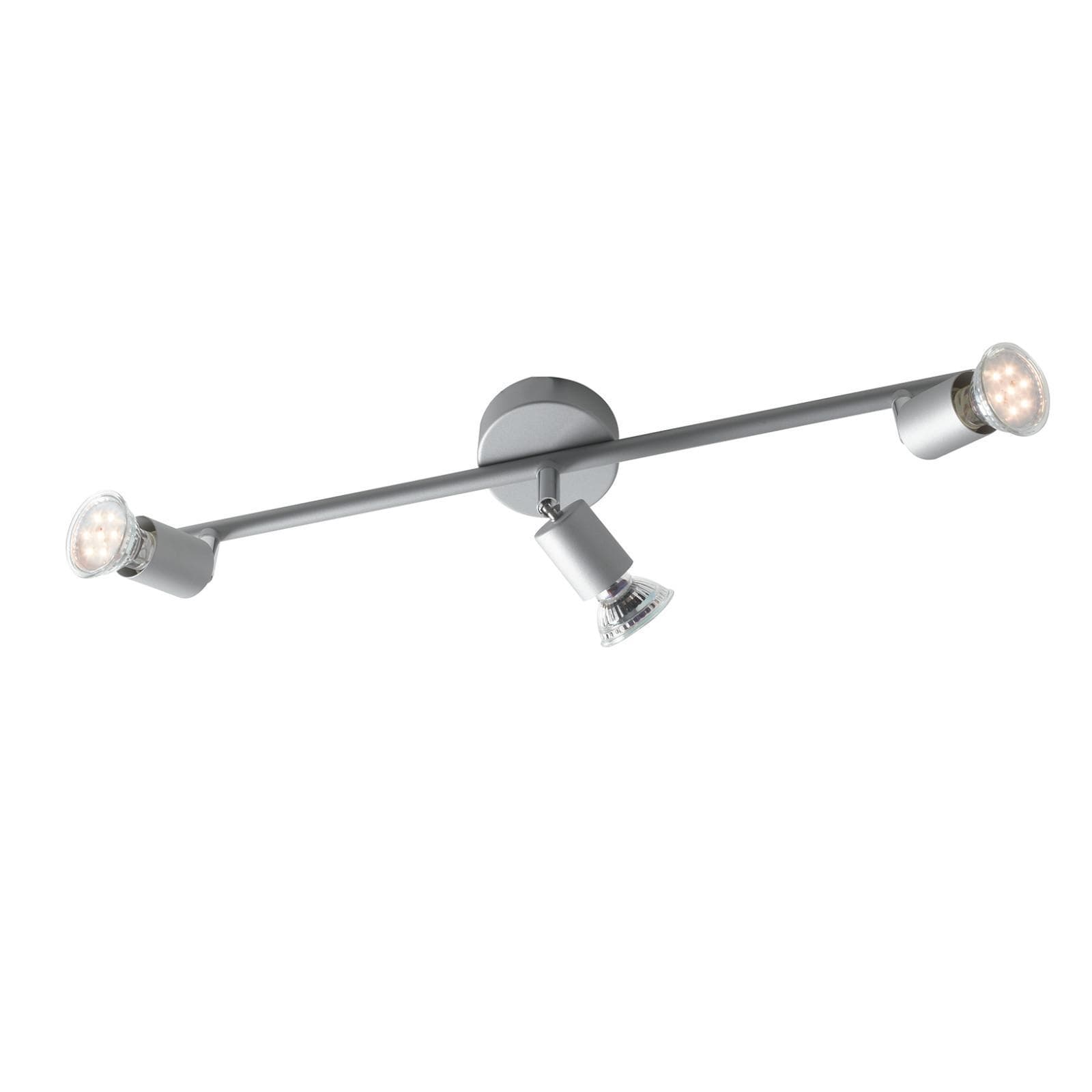 Lampada 3 spot orientabile da interno 48x8,5x14h cm in metallo silver