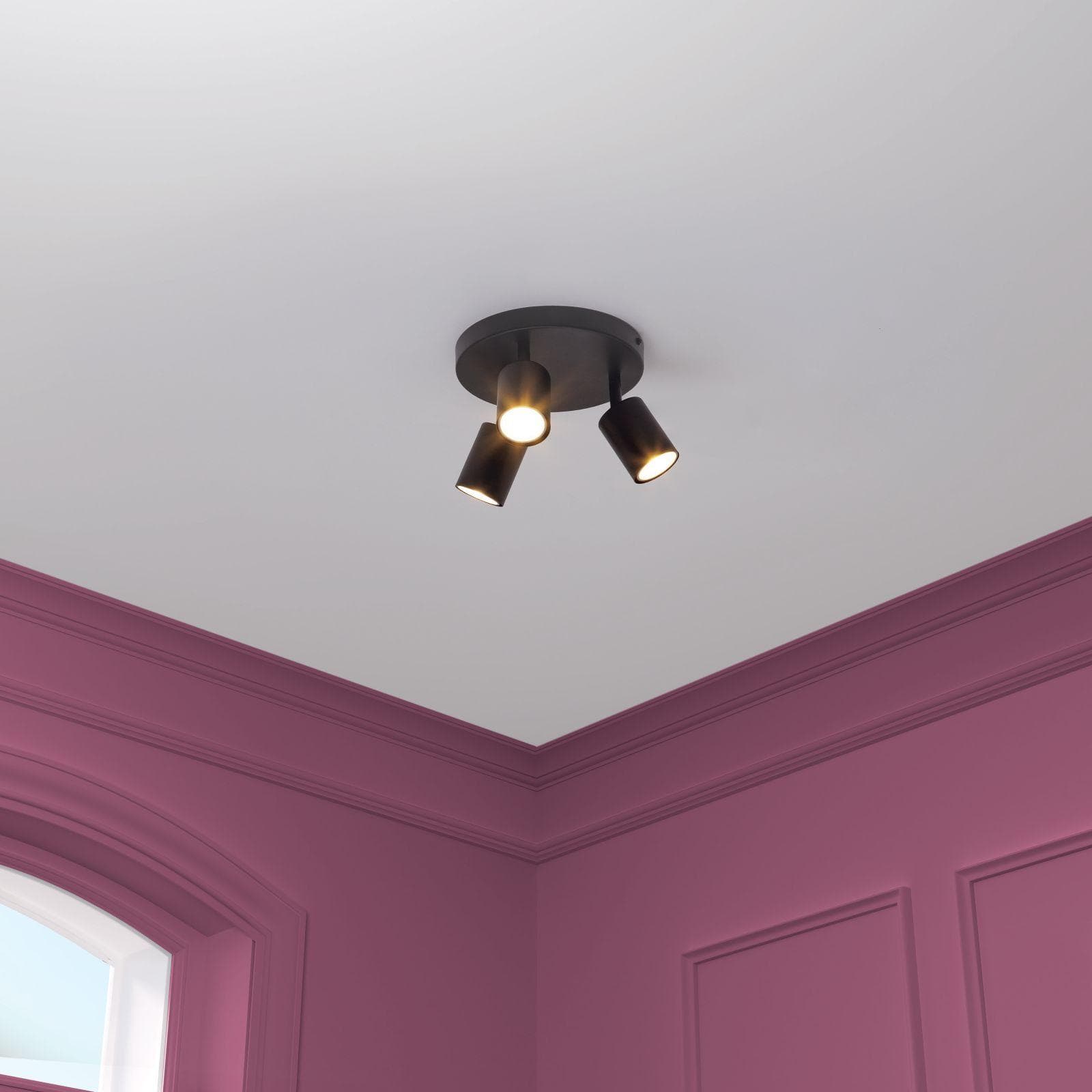 Lampada 3 spot orientabili 20x14h cm in acciaio nero - Myamar