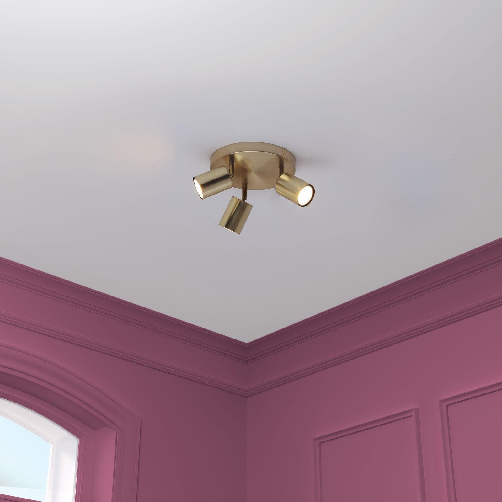 Lampada 3 spot orientabili 20x14h cm in acciaio oro - Myamar