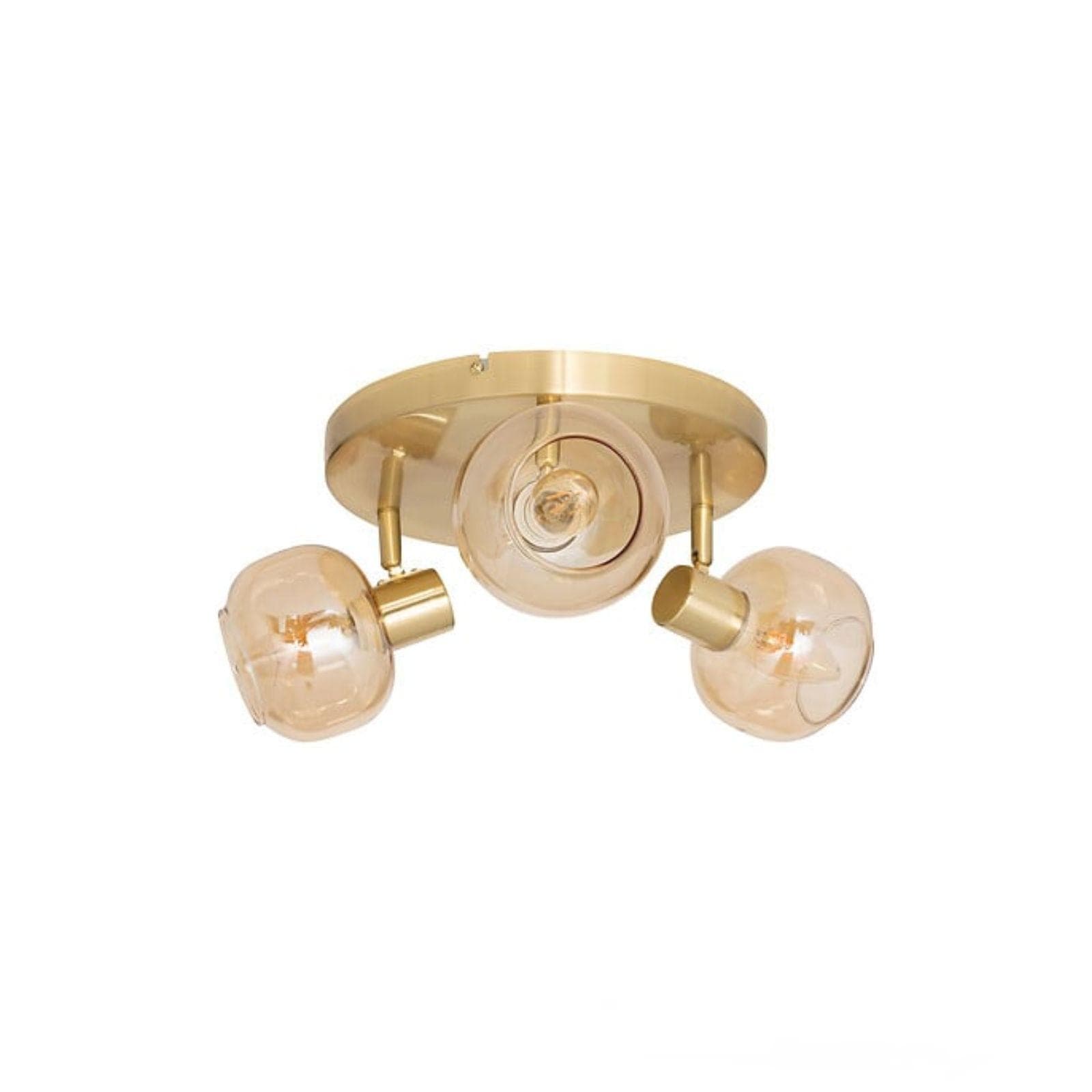 Lampada 3 spot orientabili 25x16h cm in acciaio oro e vetro ambrato - Valdes