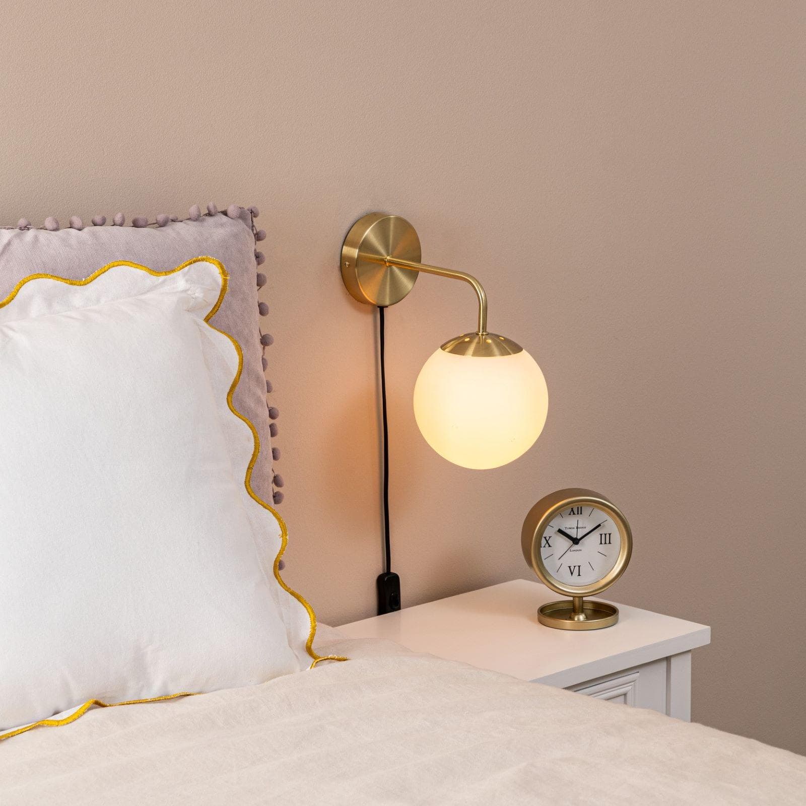 Lampada a parete a sfera 15 cm in vetro bianco e oro - Failith