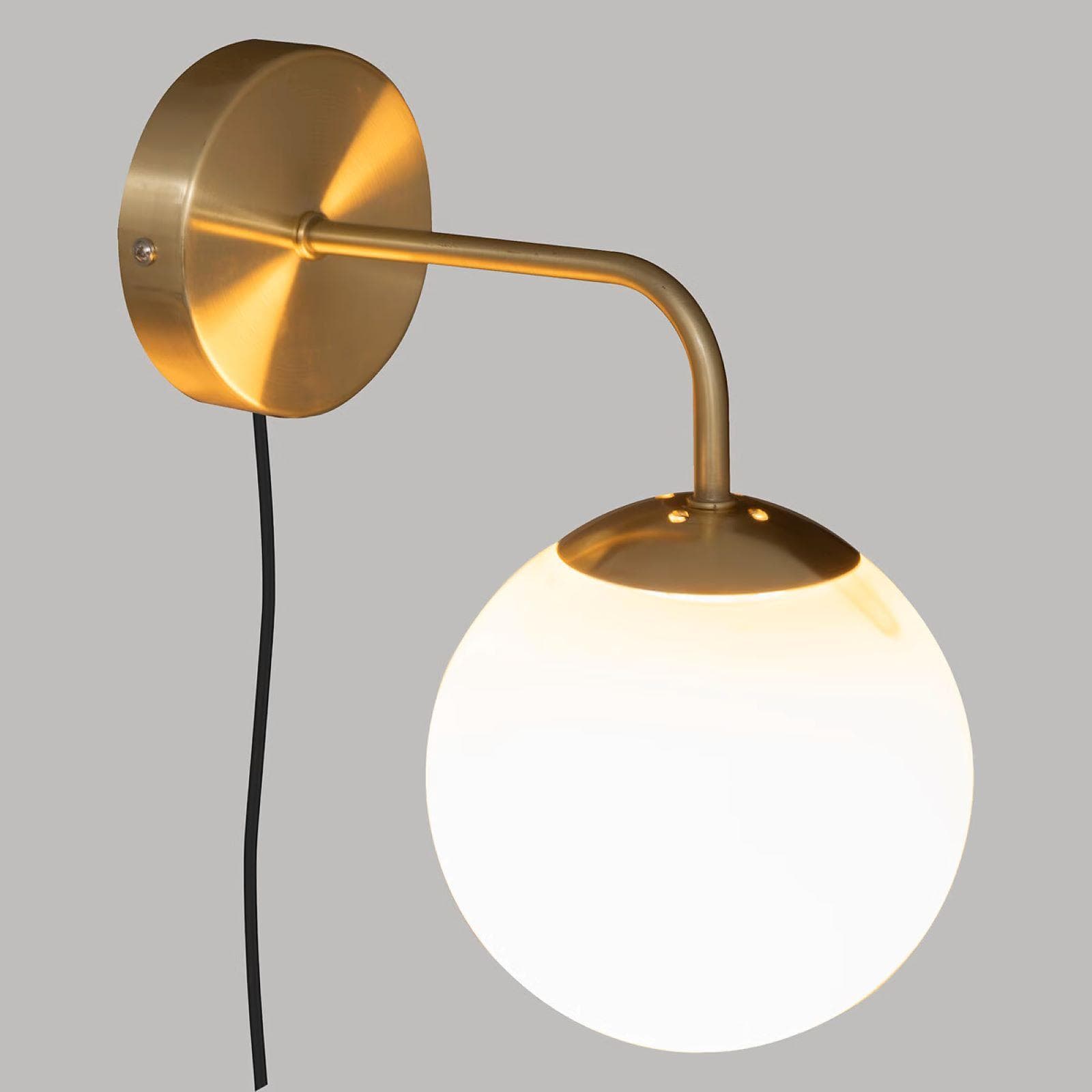 Lampada a parete a sfera 15 cm in vetro bianco e oro - Failith