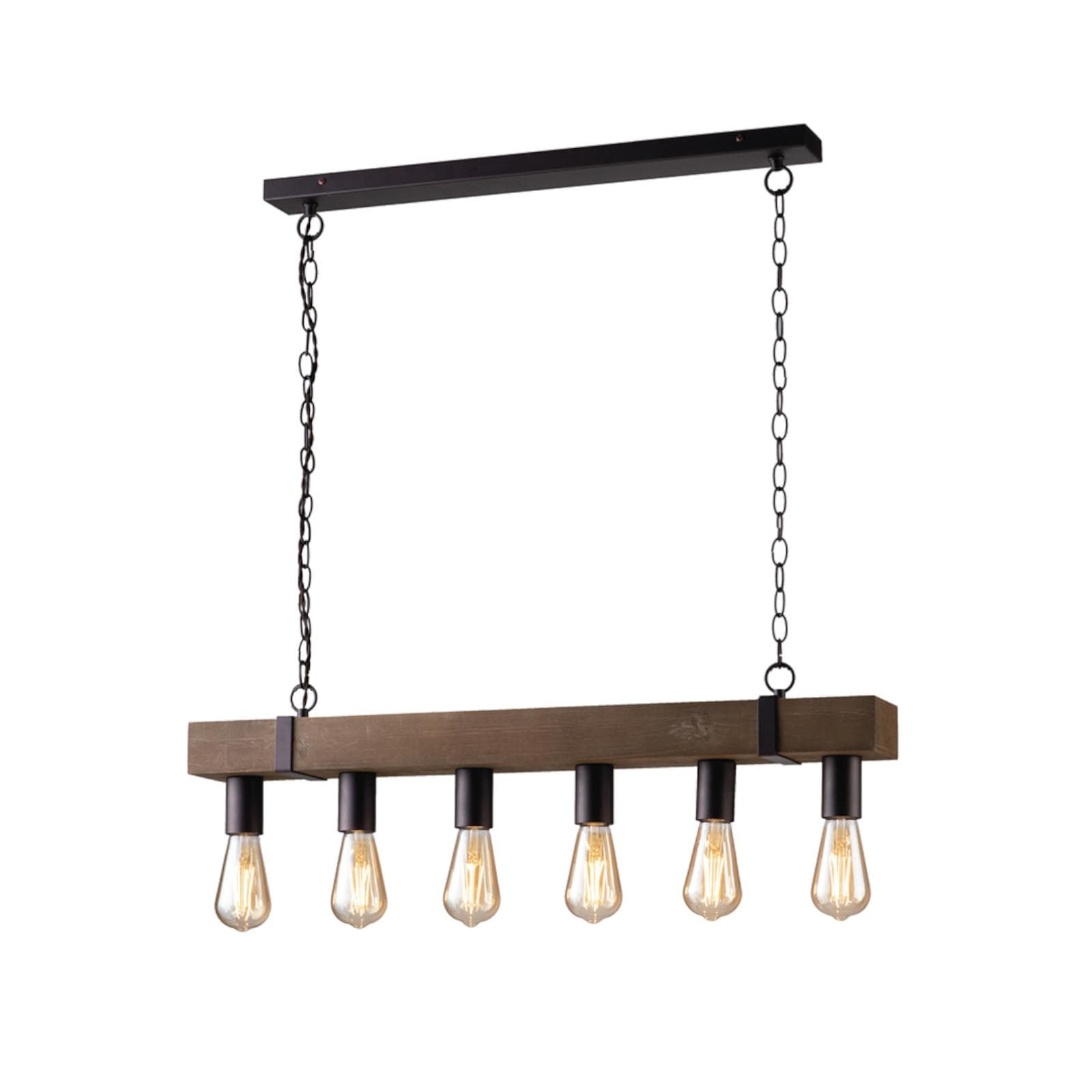 Lampada a sospensione 80x10 cm in legno e metallo moro
