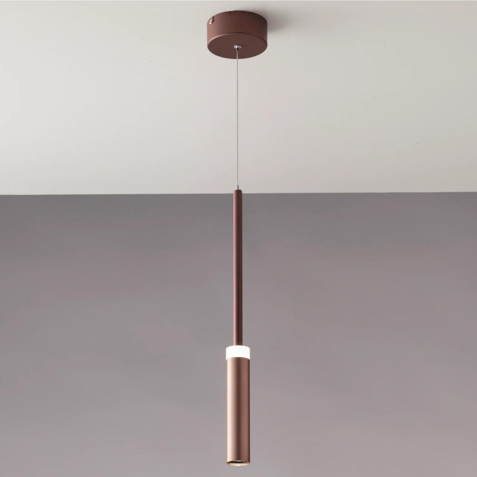 Lampada a sospensione 140h cm in alluminio color bronzo