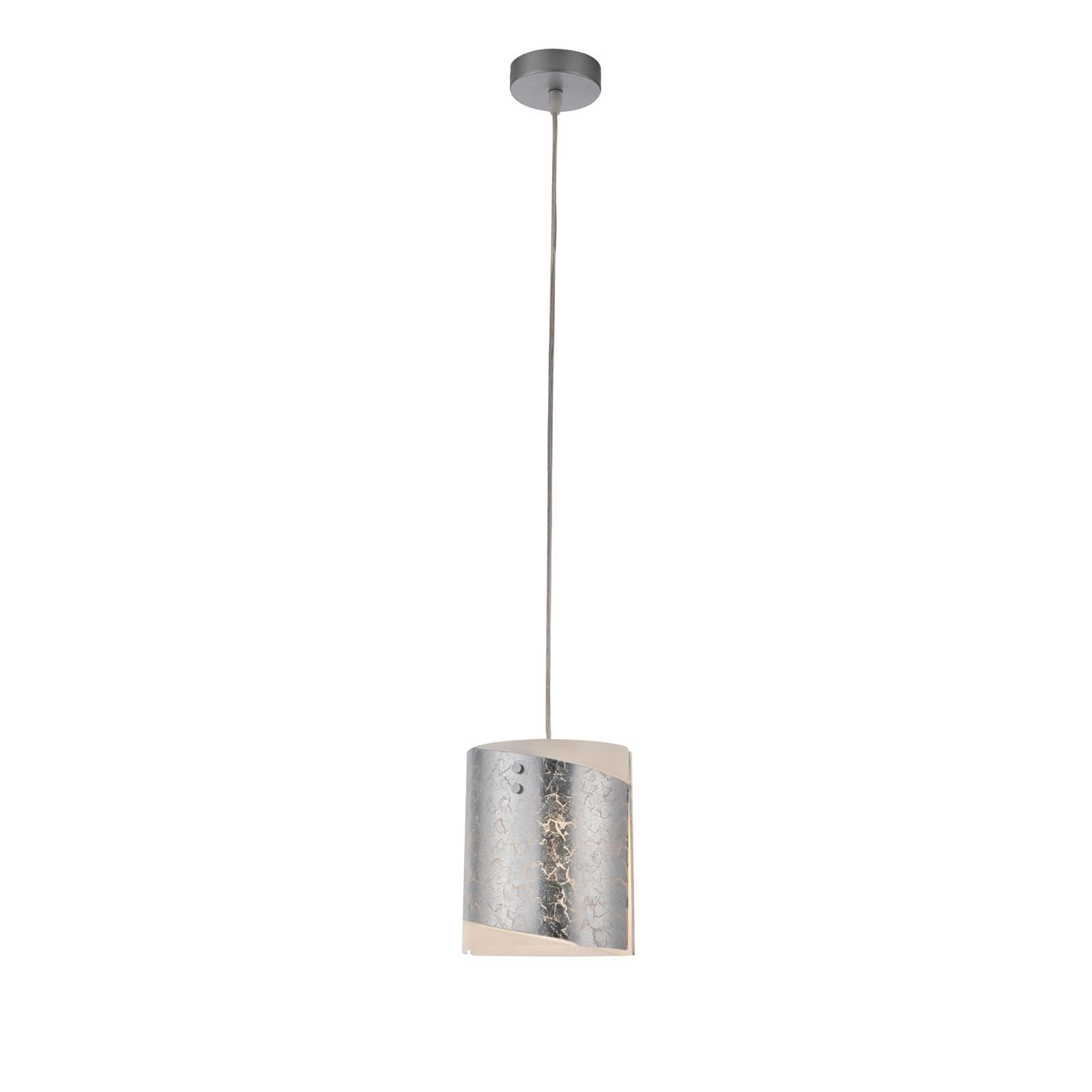 Lampada a sospensione 20x120 cm in vetro e foglia argento