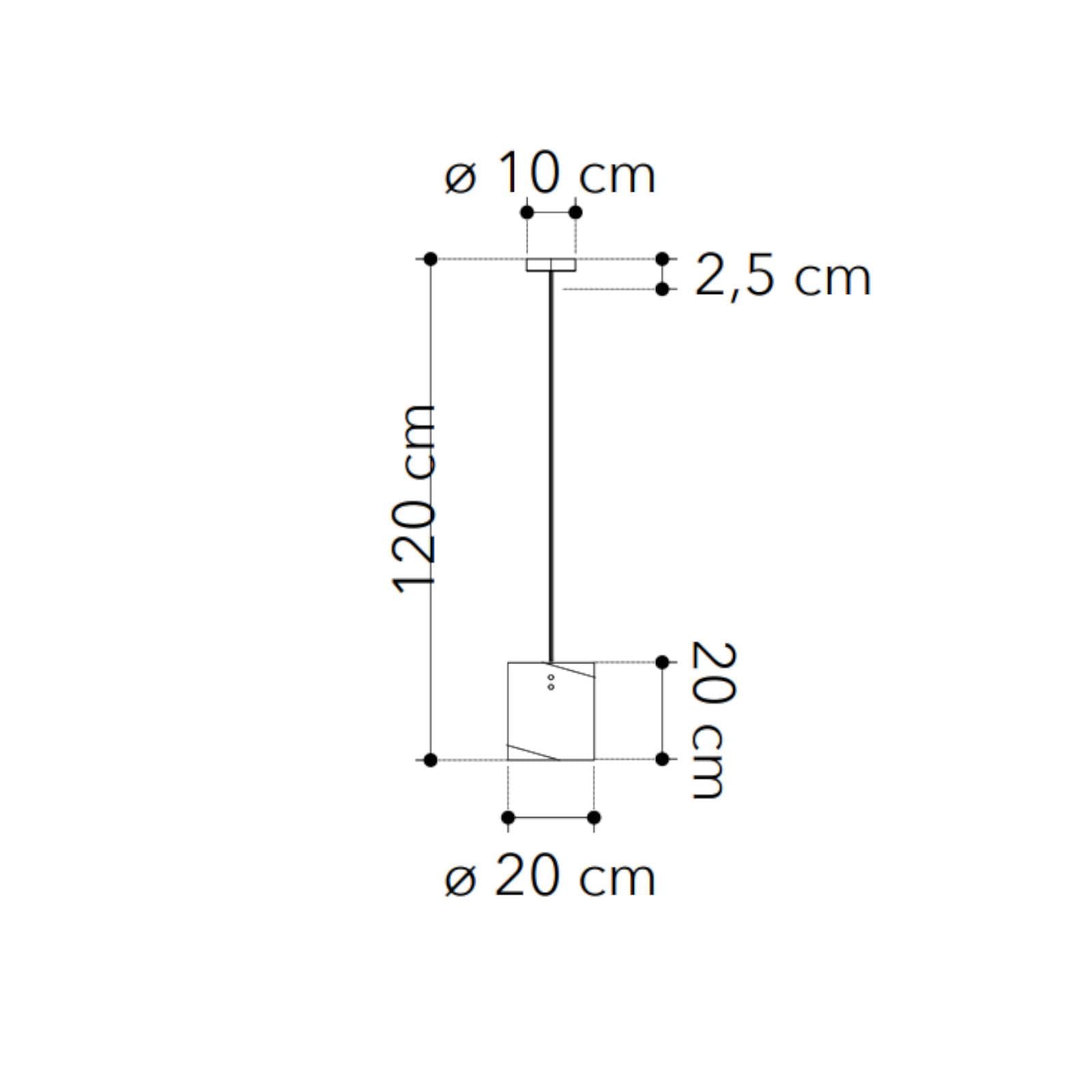 Lampada a sospensione 20x120 cm in vetro e foglia argento