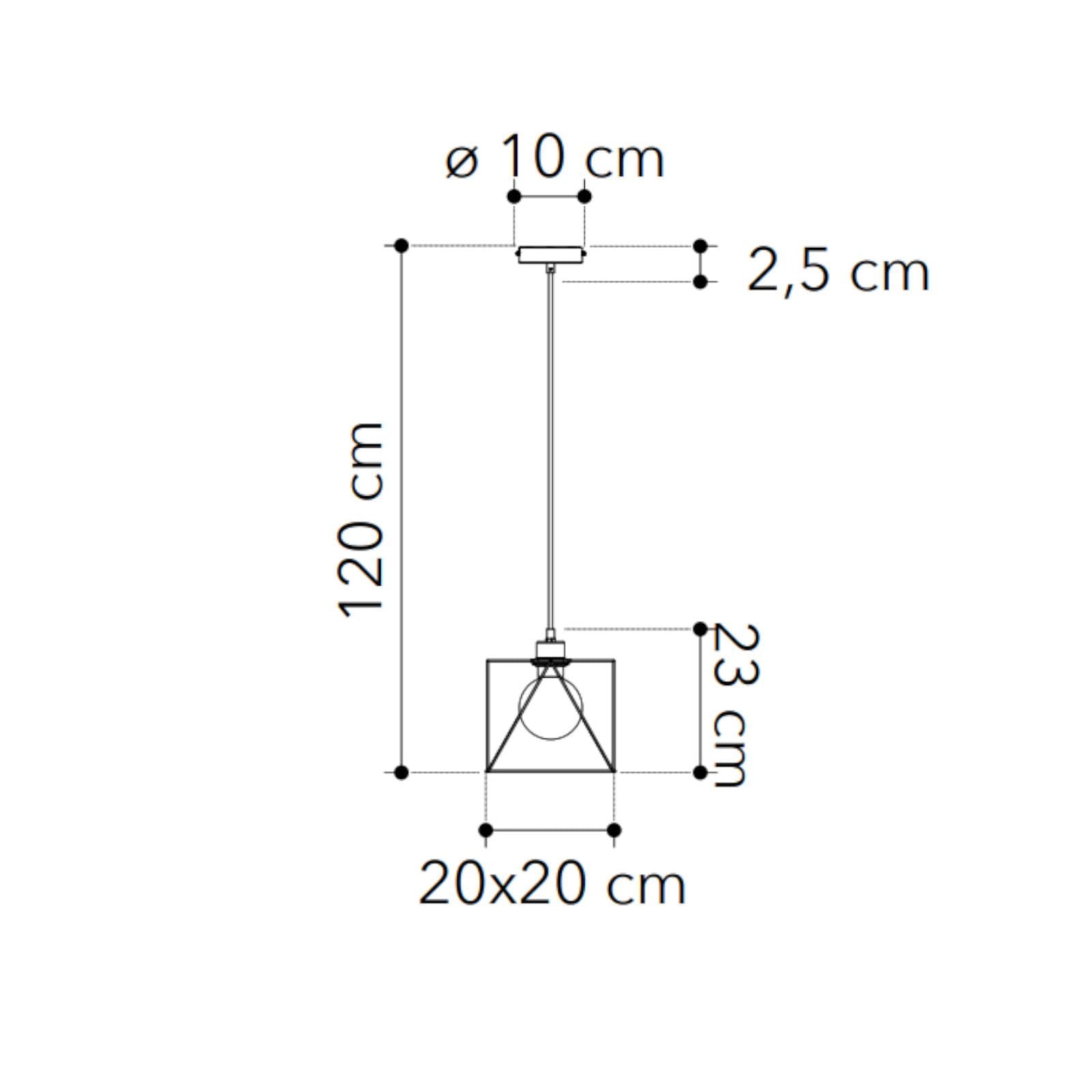 Lampada a sospensione 20x20 cm in metallo nero opaco