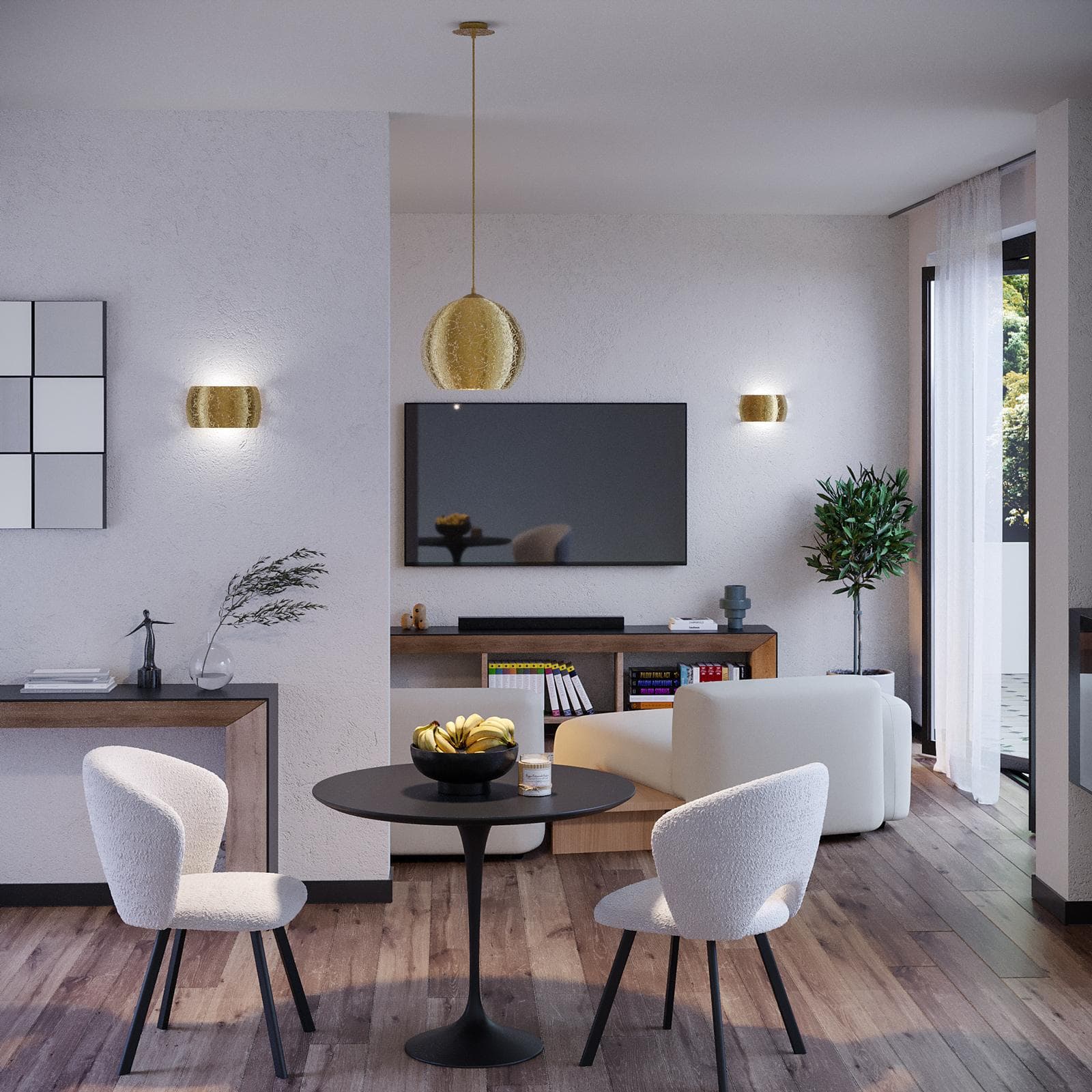 Lampada a sospensione 30 cm in vetro con foglia oro