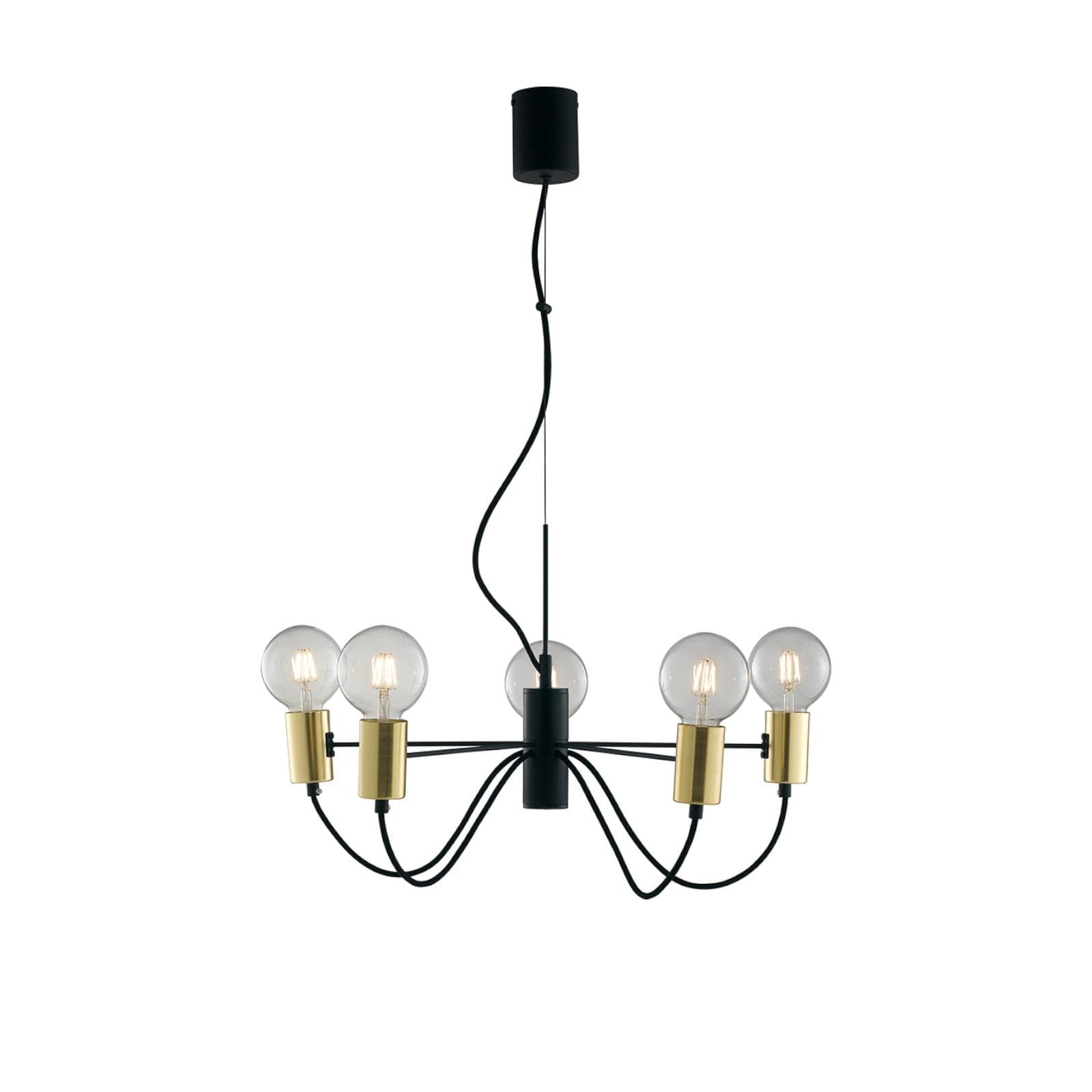 Lampada sospesa rotonda 60 cm in metallo nero e oro