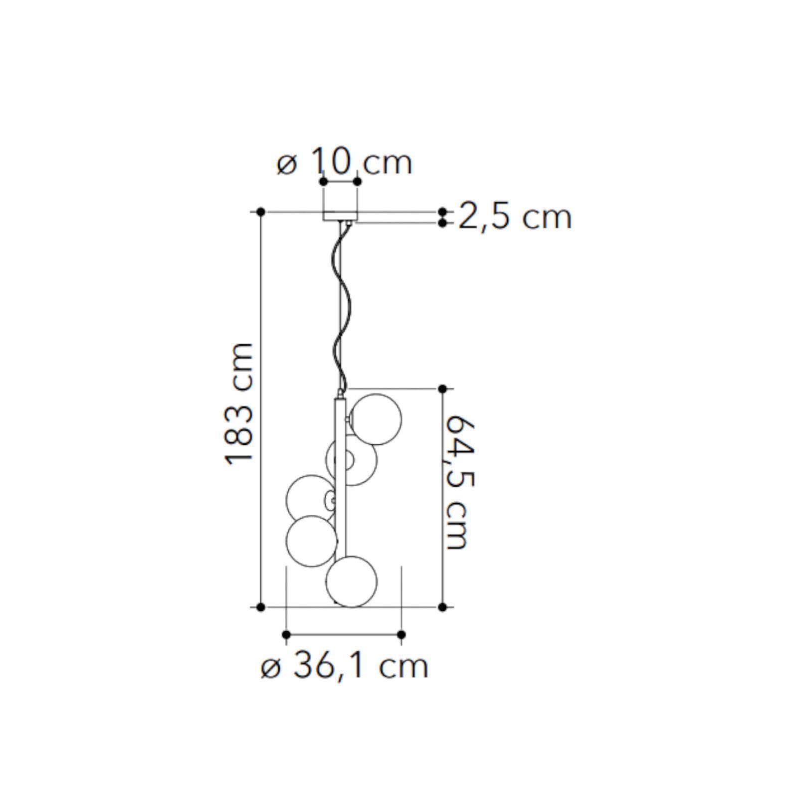Lampada a sospensione da interno 36x183h cm in vetro soffiato champagne